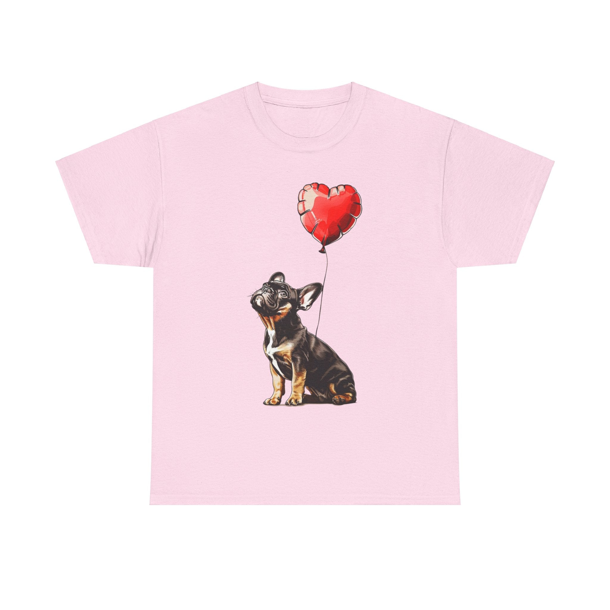 Printify T-Shirt Light Pink / S French Bulldog Heart Balloon T-Shirt – Cute Dog Lover's Apparel with Adorable Balloon Design