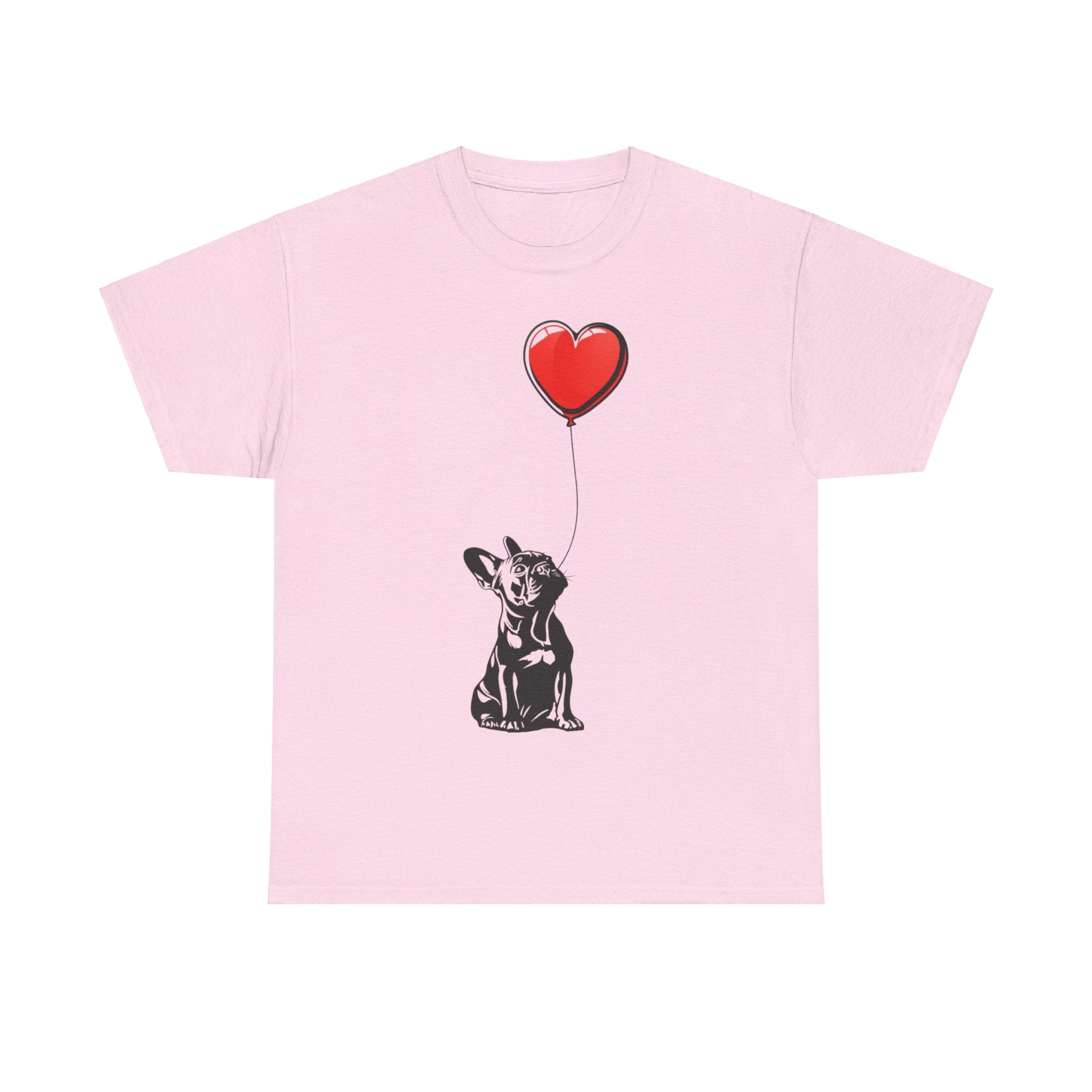 Printify T-Shirt Light Pink / S French Bulldog Love Balloon Tee – Sweet Dog Lover's Apparel with Heart Balloon Graphic