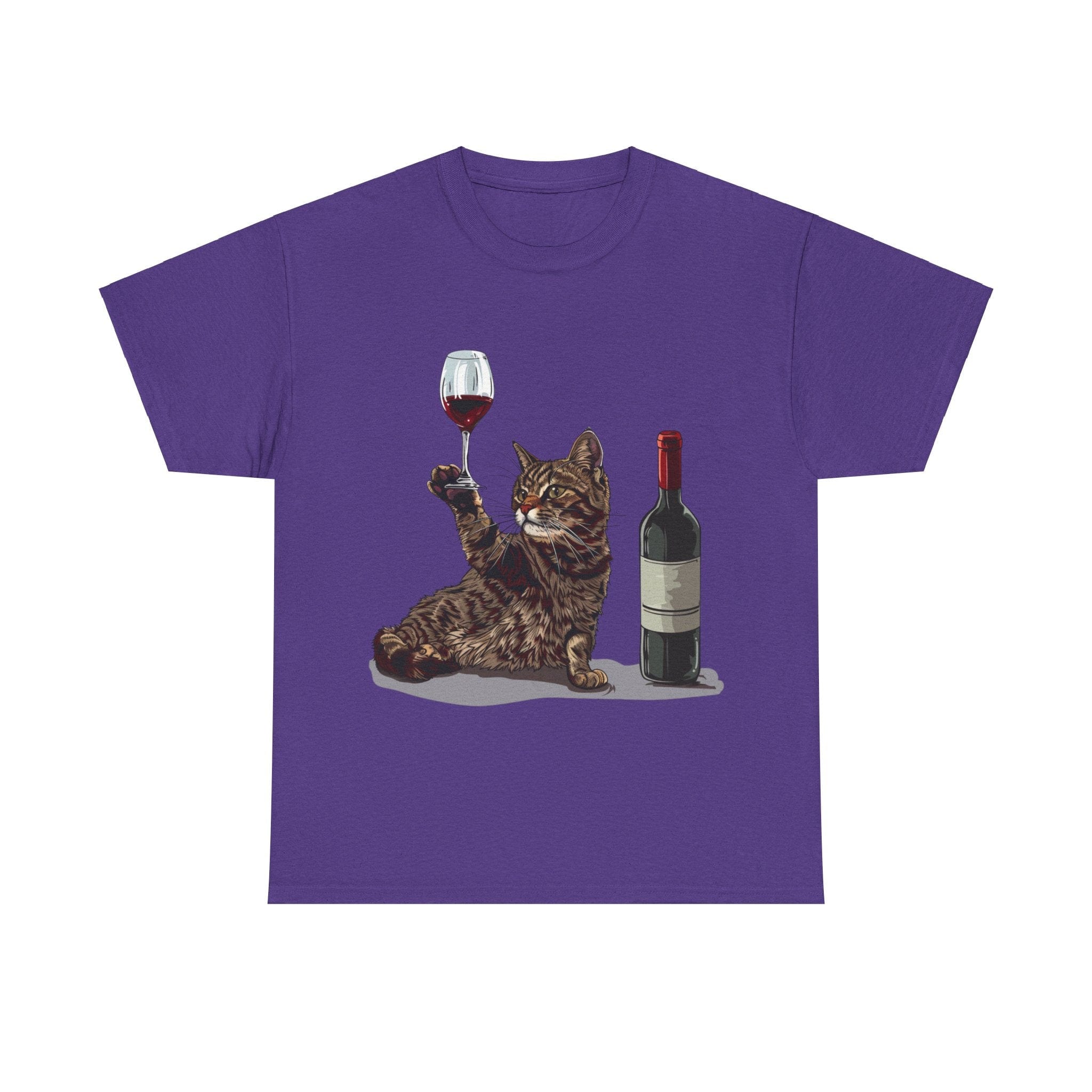 Printify T-Shirt Lilac / S Cat Wine Enthusiast Unisex Cotton Tee