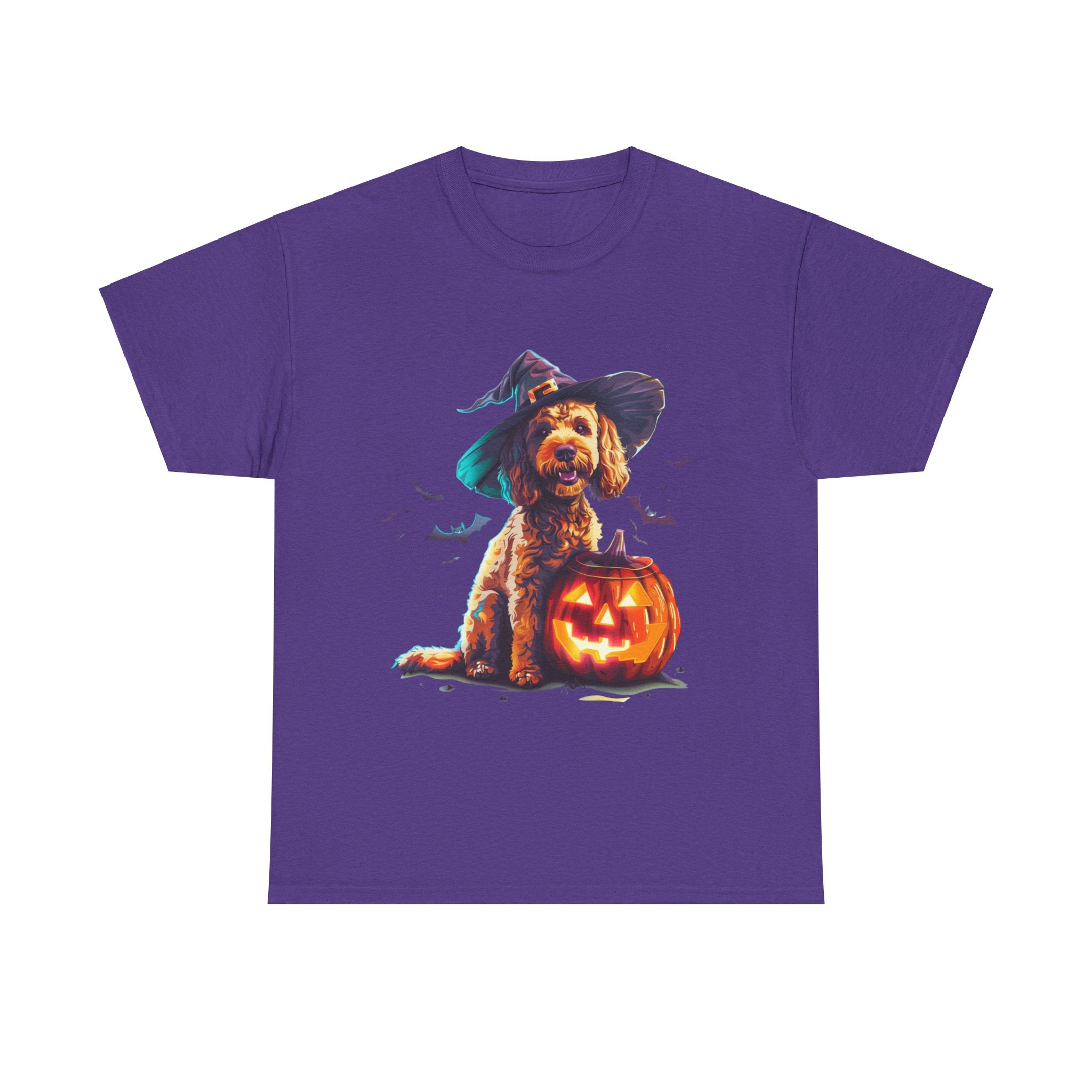 Printify T-Shirt Lilac / S Cockapoo in Witch Hat Halloween Tee – Unisex Cotton Shirt