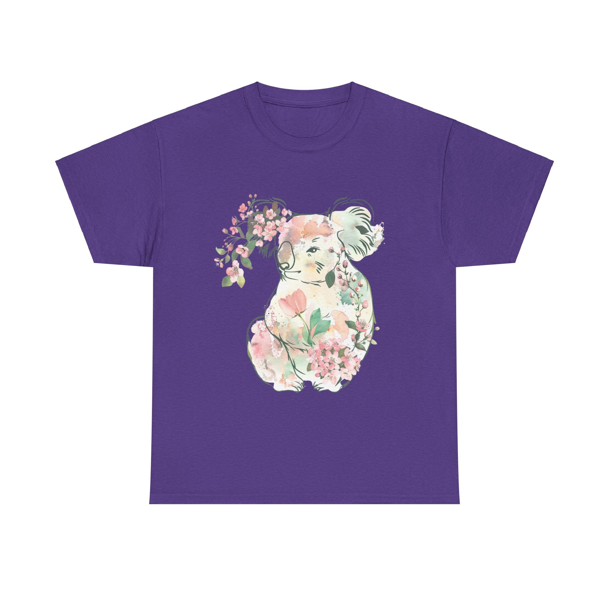 Printify T-Shirt Lilac / S Floral Koala Unisex Heavy Cotton Tee