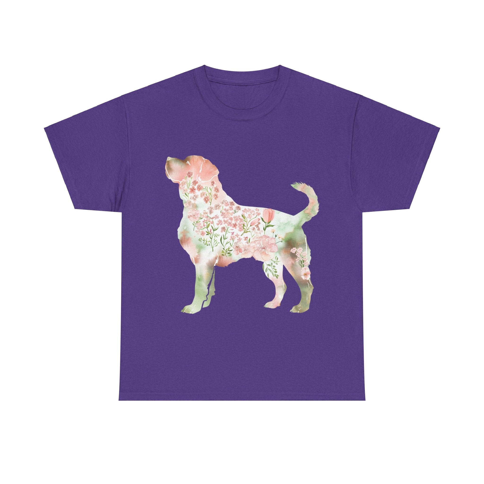 Printify T-Shirt Lilac / S Floral Labrador Retriever Unisex Cotton Tee