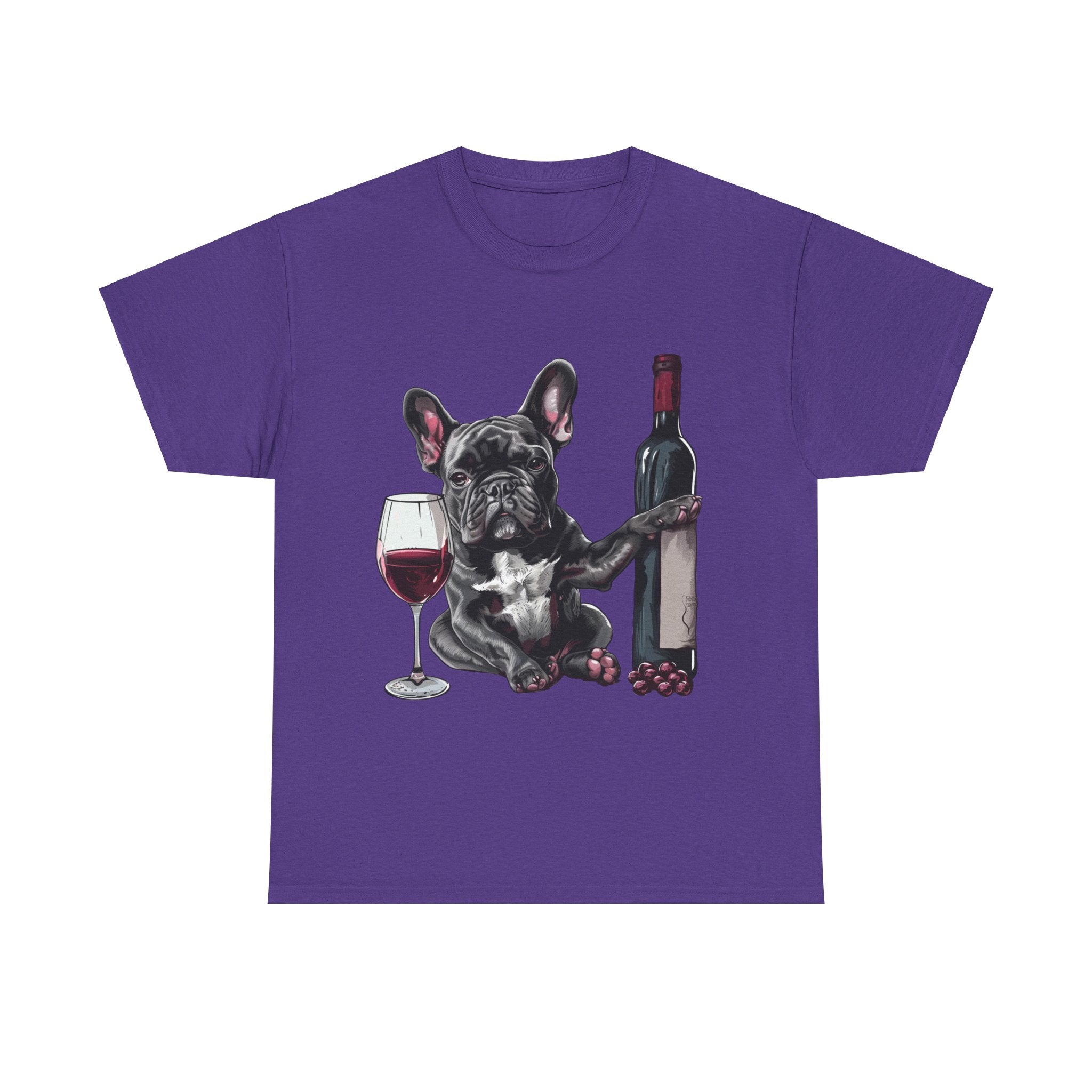 Printify T-Shirt Lilac / S French Bulldog with Wine and Raspberries – Unisex Graphic Tee