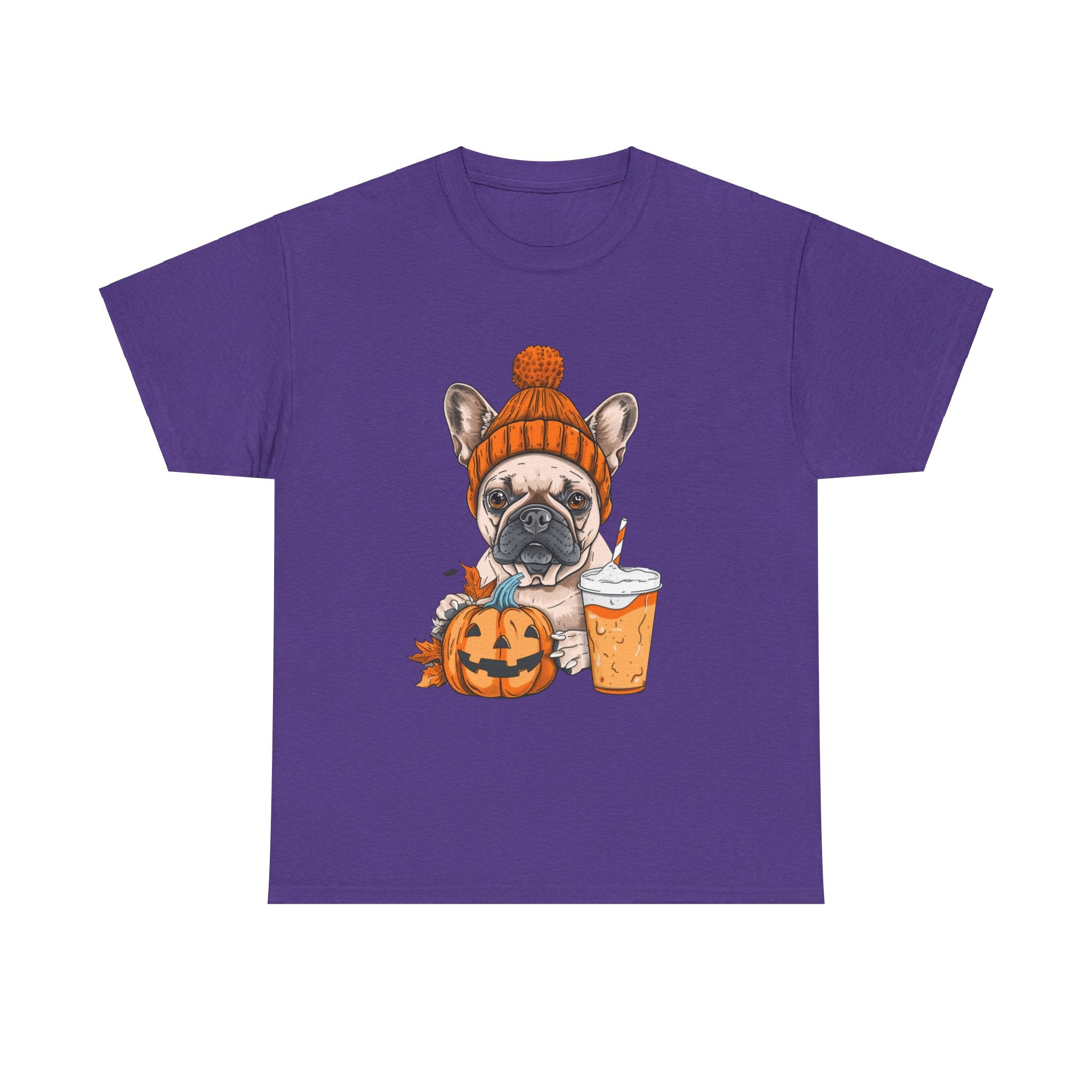 Printify T-Shirt Lilac / S Pumpkin Spice Pooch French Bulldog Unisex Heavy Cotton Tee