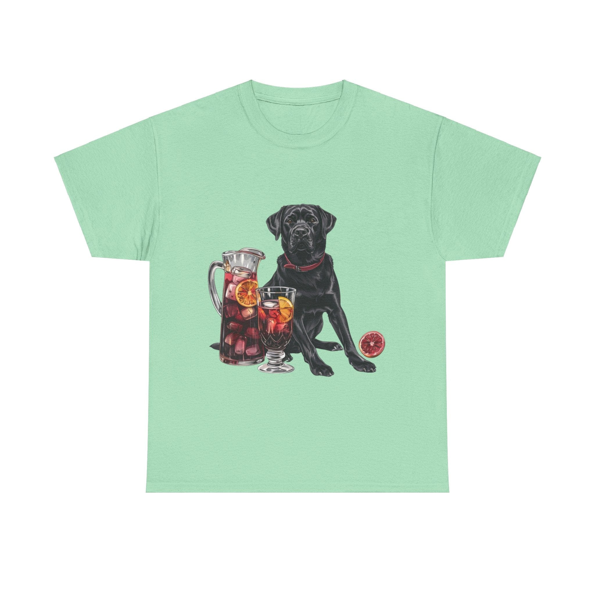 Printify T-Shirt Mint Green / S Black Labrador & Sangria – A Classy Blend of Elegance and Flavor