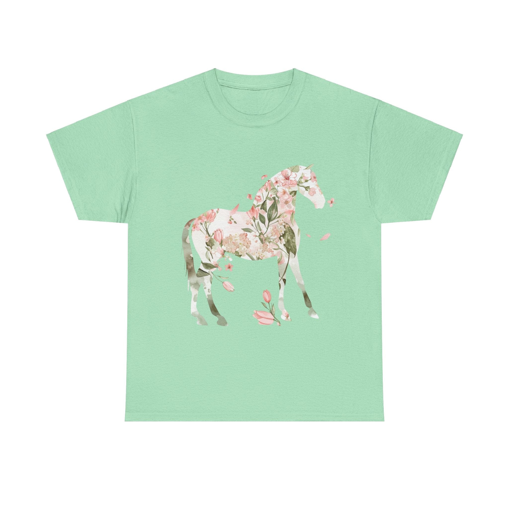 Printify T-Shirt Mint Green / S Floral Horse – Unisex Graphic Tee