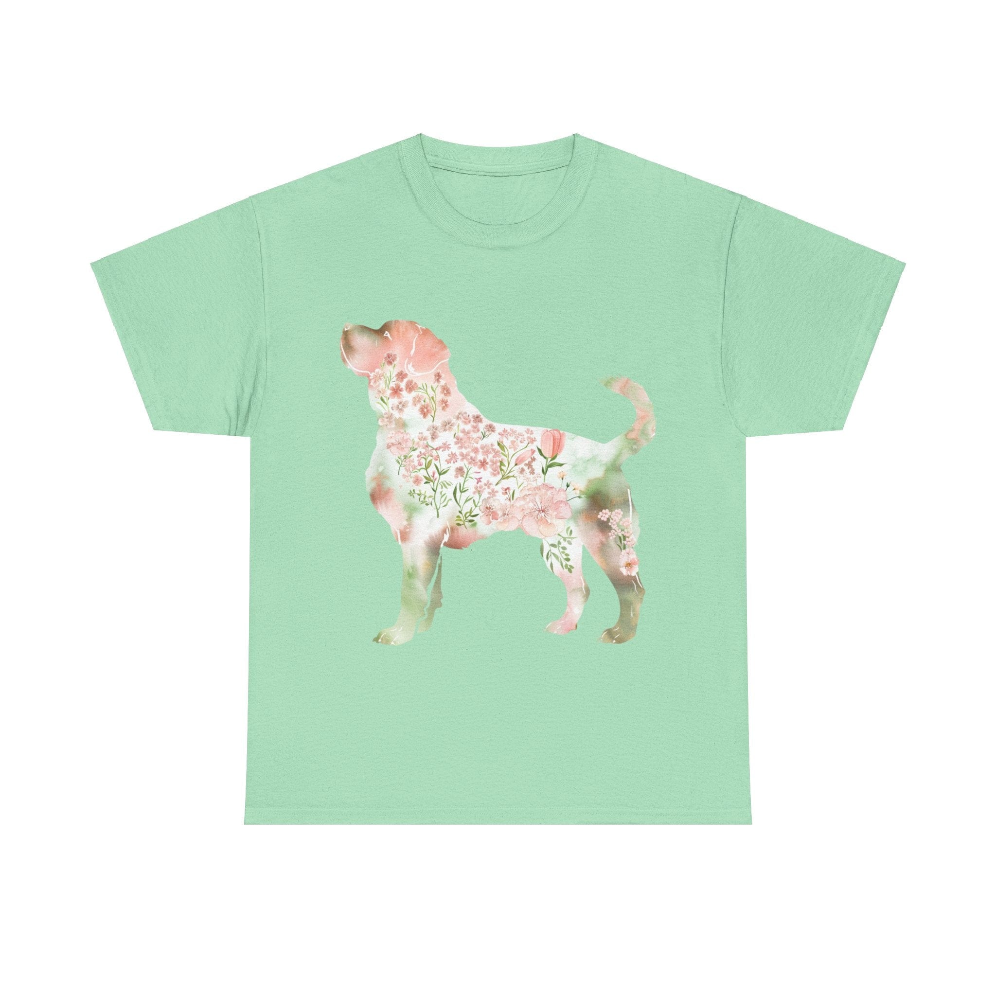 Printify T-Shirt Mint Green / S Floral Labrador Retriever Unisex Cotton Tee