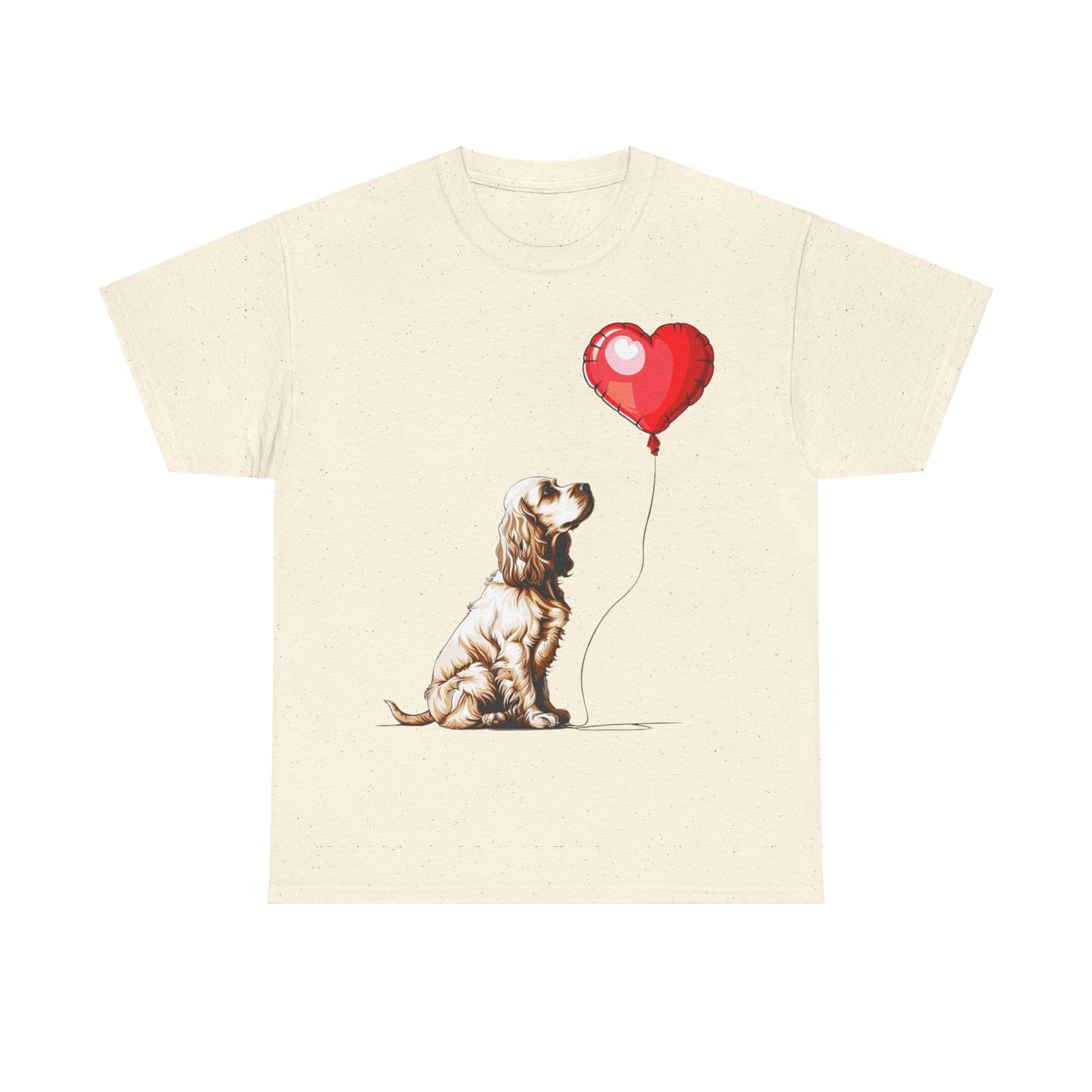 Printify T-Shirt Natural / M Cocker Spaniel Love Balloon T-Shirt – Adorable Dog Lover's Apparel with Heart Balloon Graphic