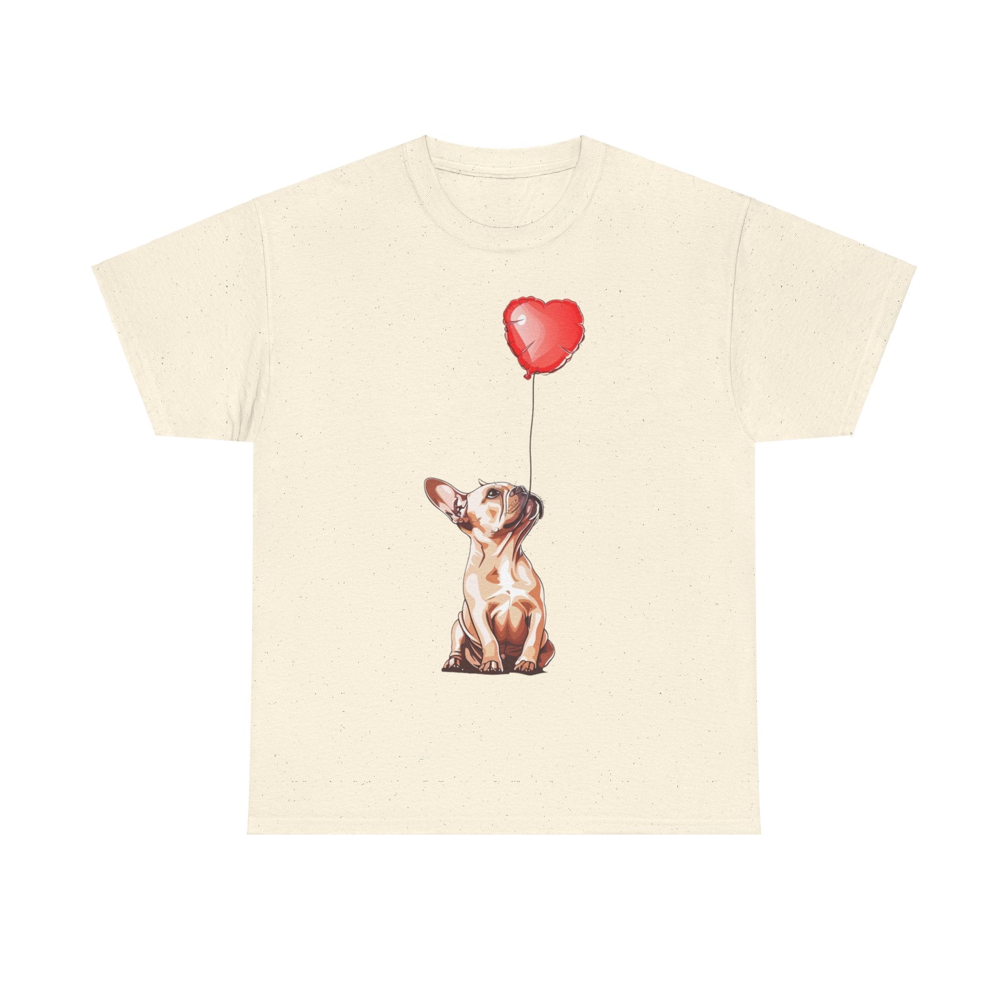 Printify T-Shirt Natural / M Copy of French Bulldog Love Balloon T-Shirt – Adorable Dog Lover's Apparel with Heart Balloon Art