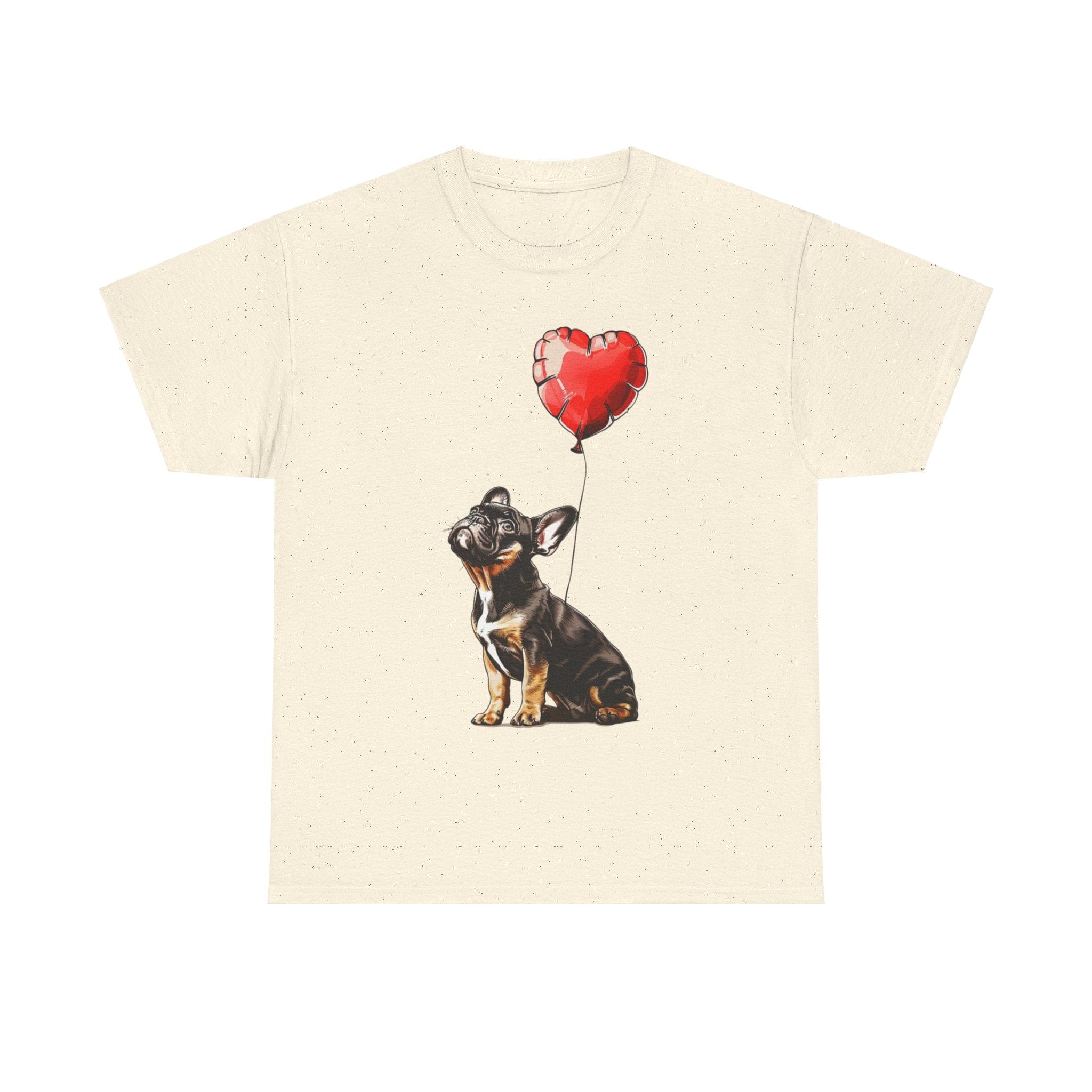 Printify T-Shirt Natural / M French Bulldog Heart Balloon T-Shirt – Cute Dog Lover's Apparel with Adorable Balloon Design