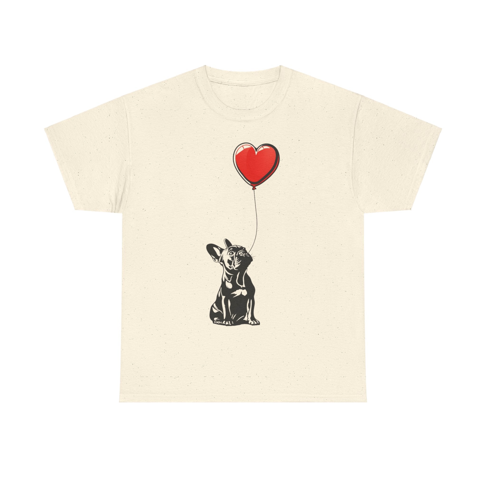 Printify T-Shirt Natural / M French Bulldog Love Balloon Tee – Sweet Dog Lover's Apparel with Heart Balloon Graphic