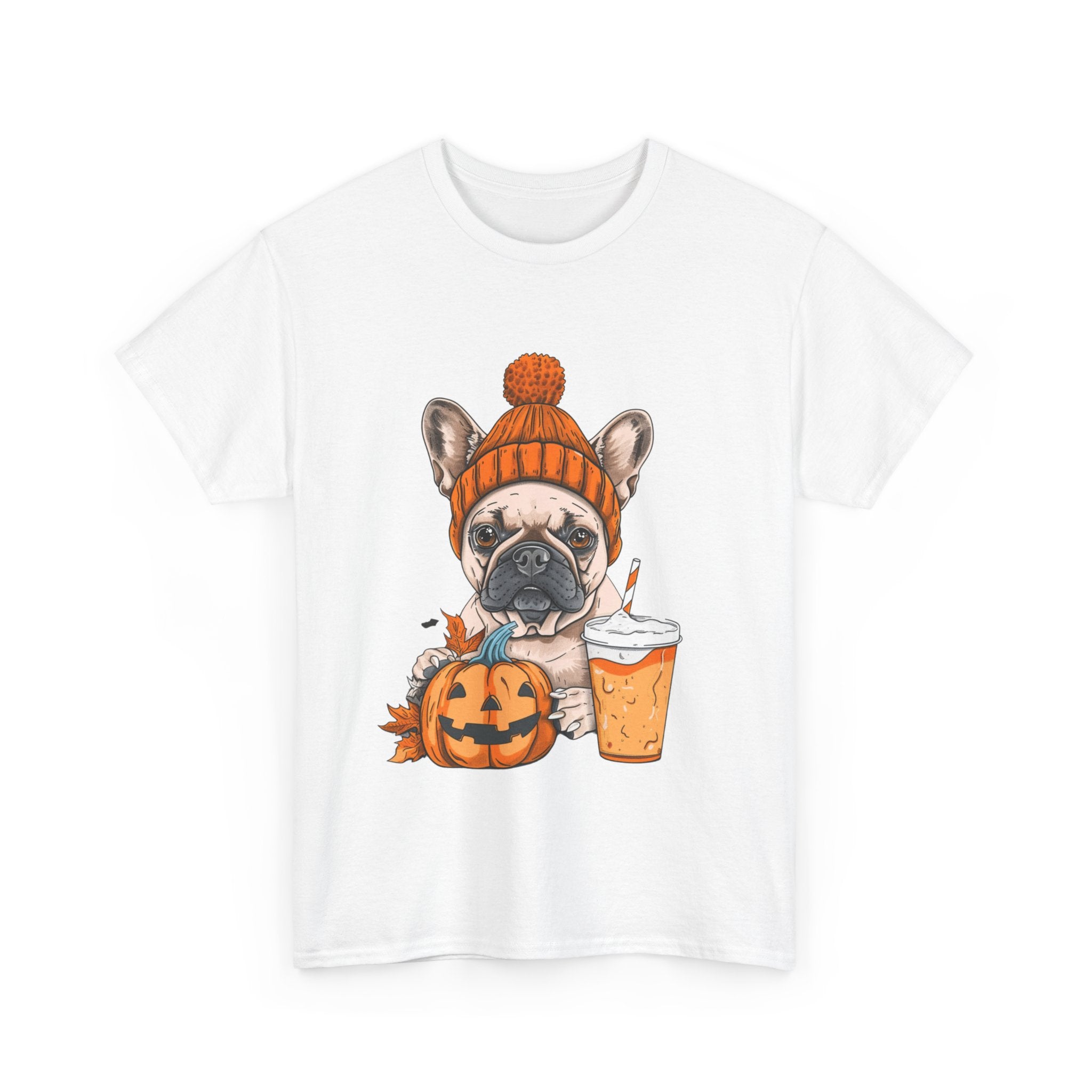 Printify T-Shirt Pumpkin Spice Pooch French Bulldog Unisex Heavy Cotton Tee