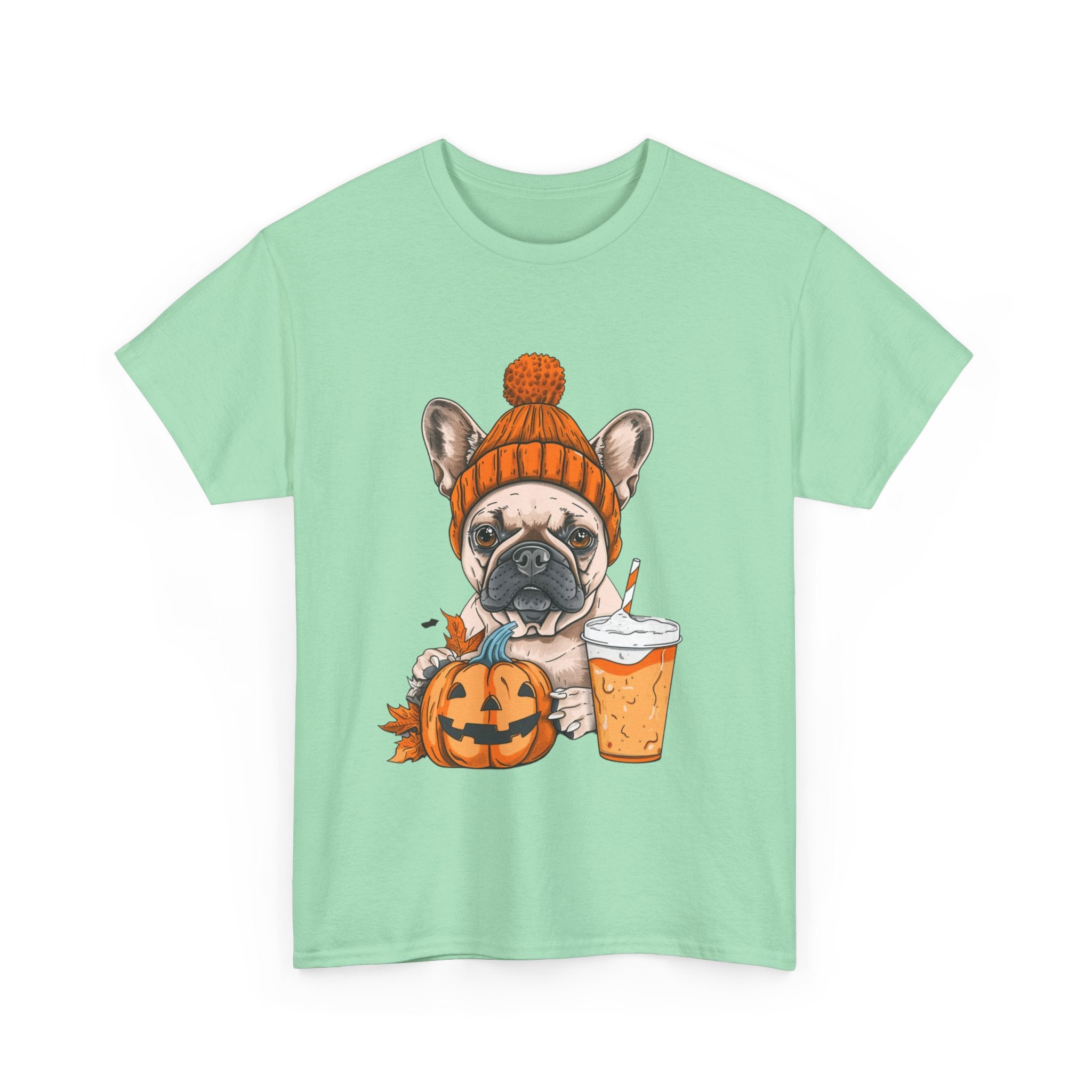 Printify T-Shirt Pumpkin Spice Pooch French Bulldog Unisex Heavy Cotton Tee