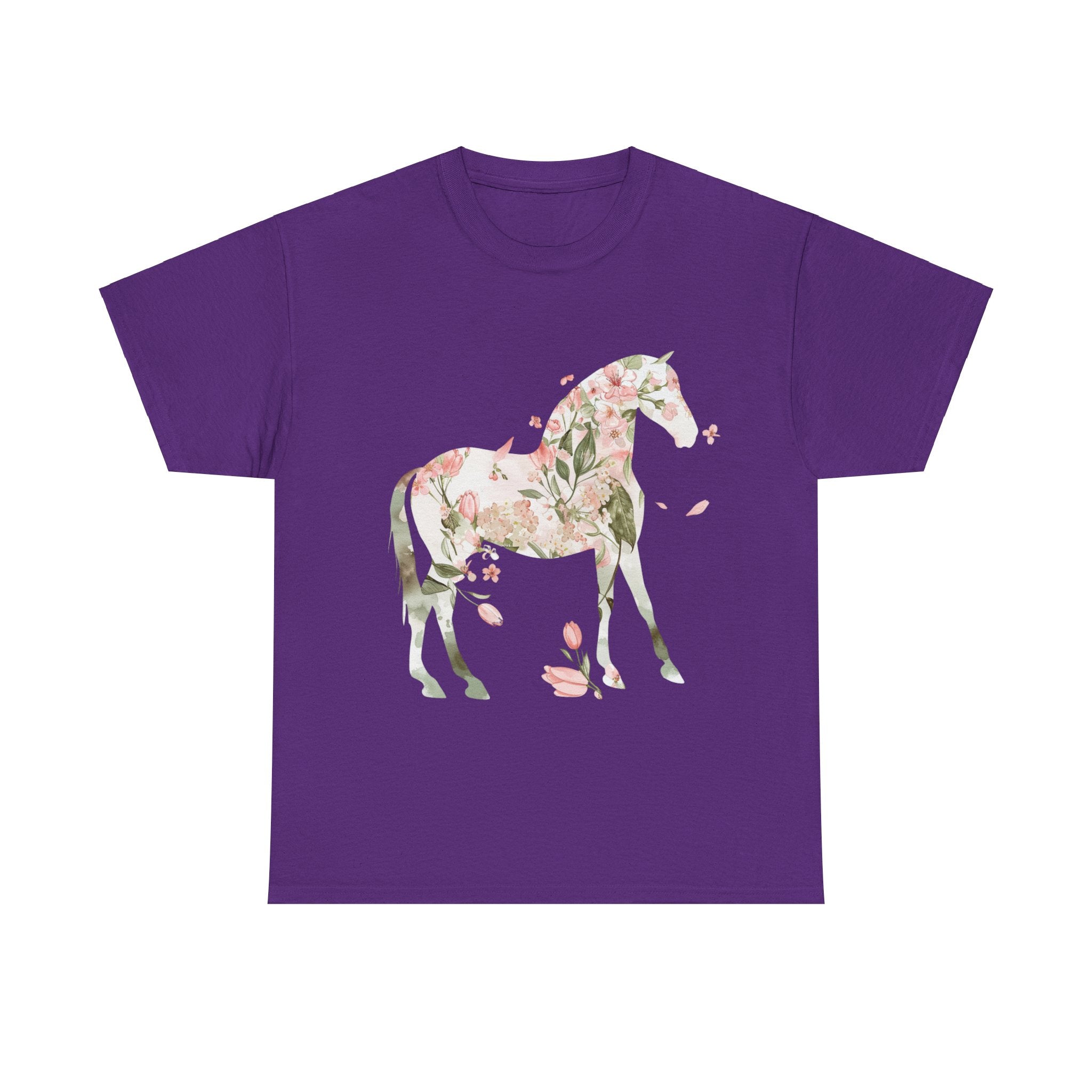 Printify T-Shirt Purple / S Floral Horse – Unisex Graphic Tee