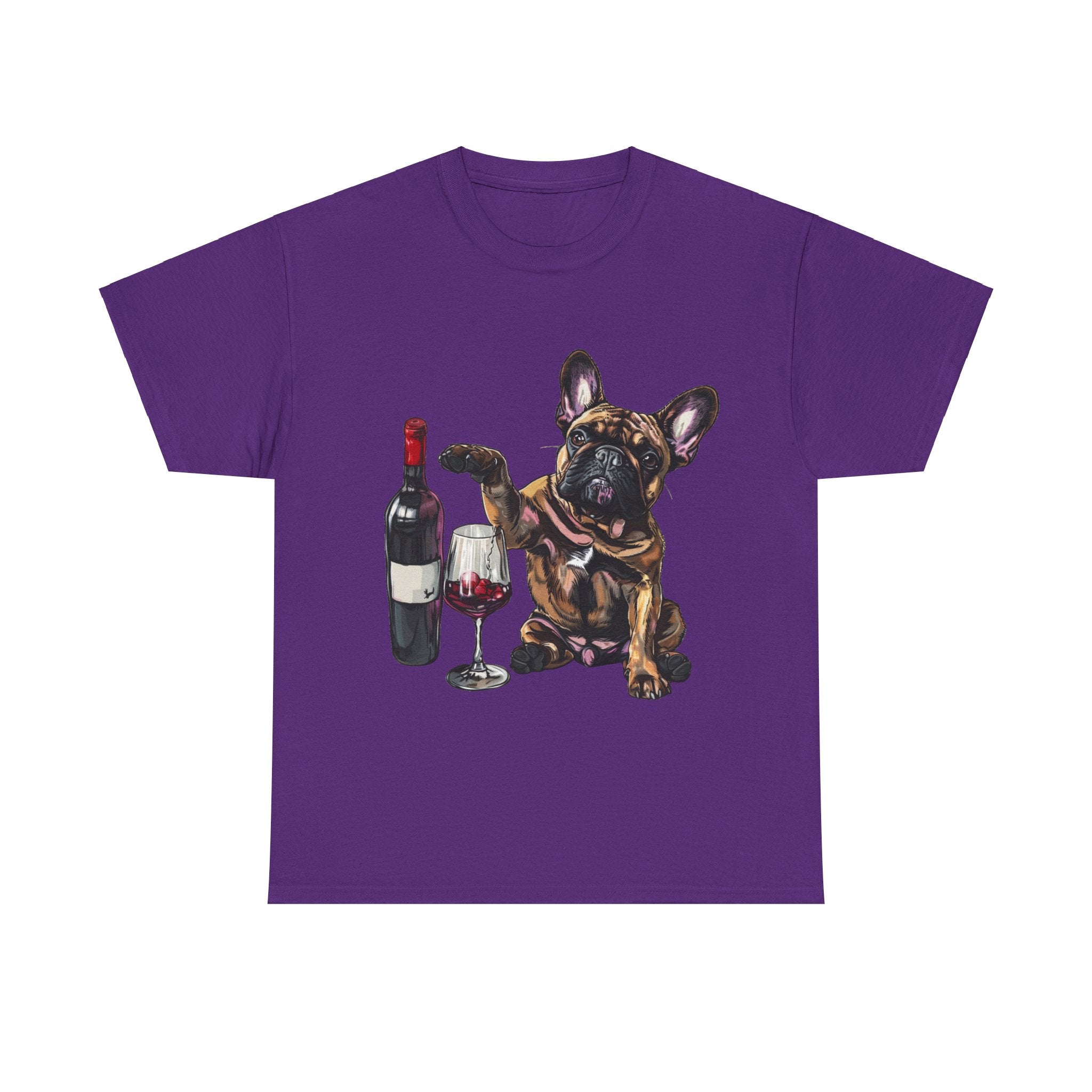 Printify T-Shirt Purple / S French Bulldog Wine Lover Unisex Cotton Tee