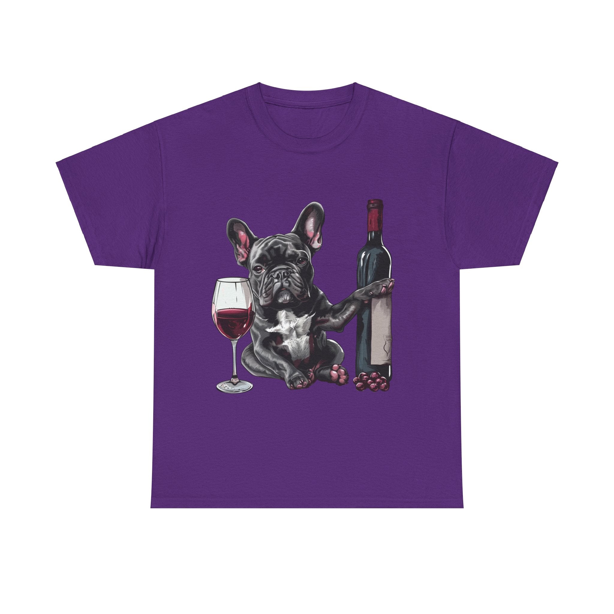 Printify T-Shirt Purple / S French Bulldog with Wine and Raspberries – Unisex Graphic Tee