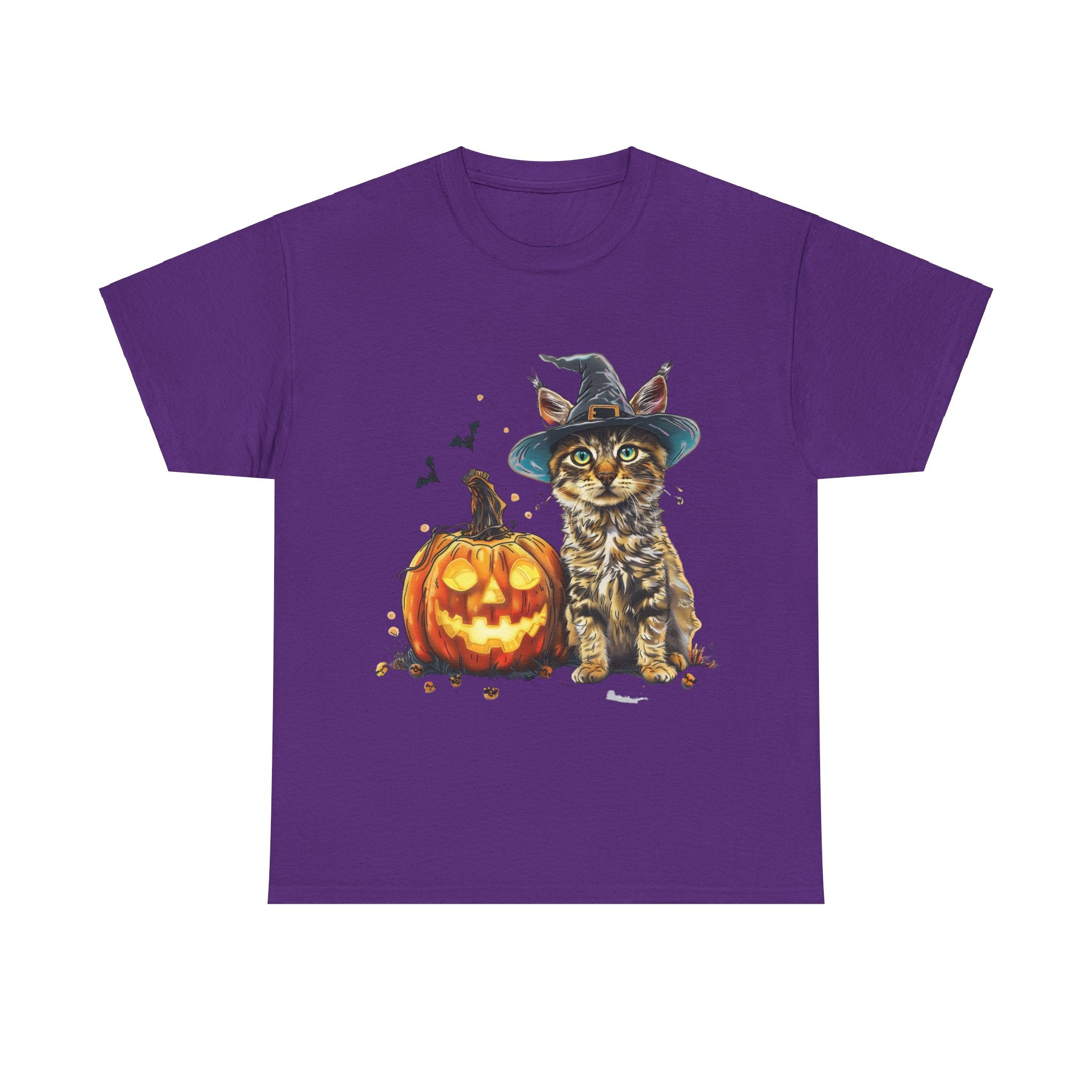 Printify T-Shirt Purple / S Halloween Golden Retriever in Witch Hat Tee – Unisex Cotton Shirt