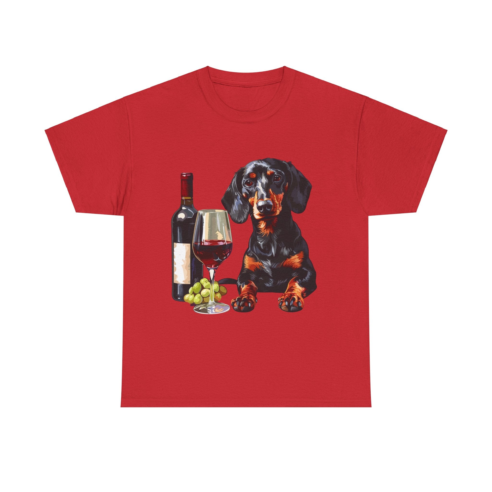 Printify T-Shirt Red / S Dachshund Wine Lover Unisex Cotton Tee