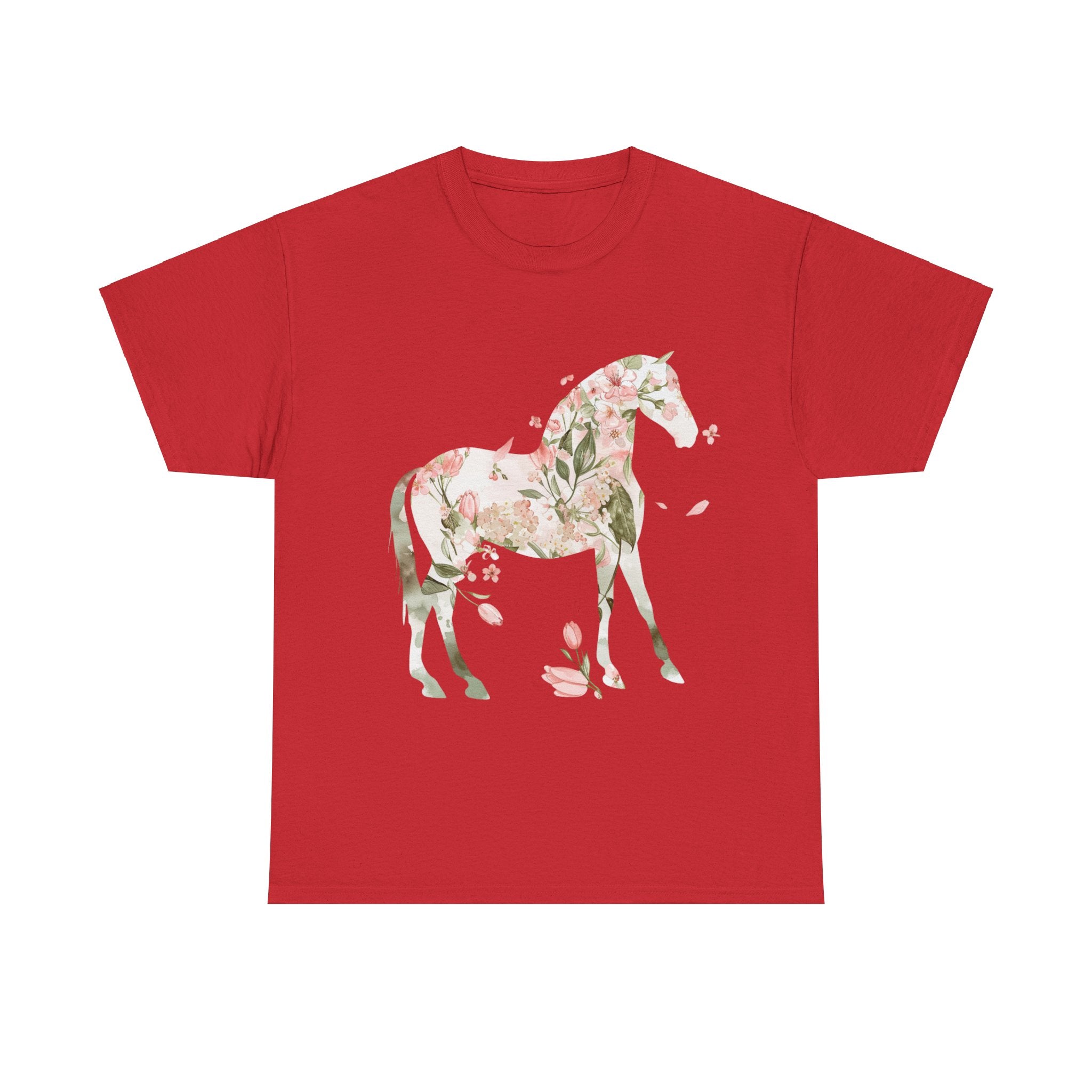 Printify T-Shirt Red / S Floral Horse – Unisex Graphic Tee