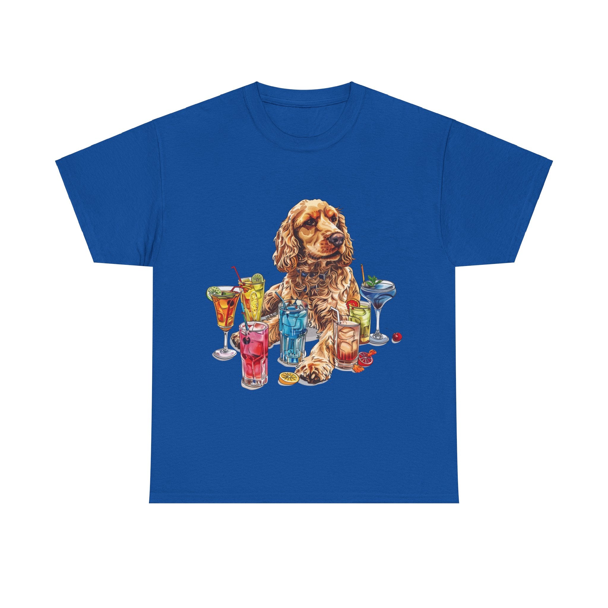 Printify T-Shirt Royal / S Charming Cocker Spaniel with Refreshing Cocktails – A Splash of Fun