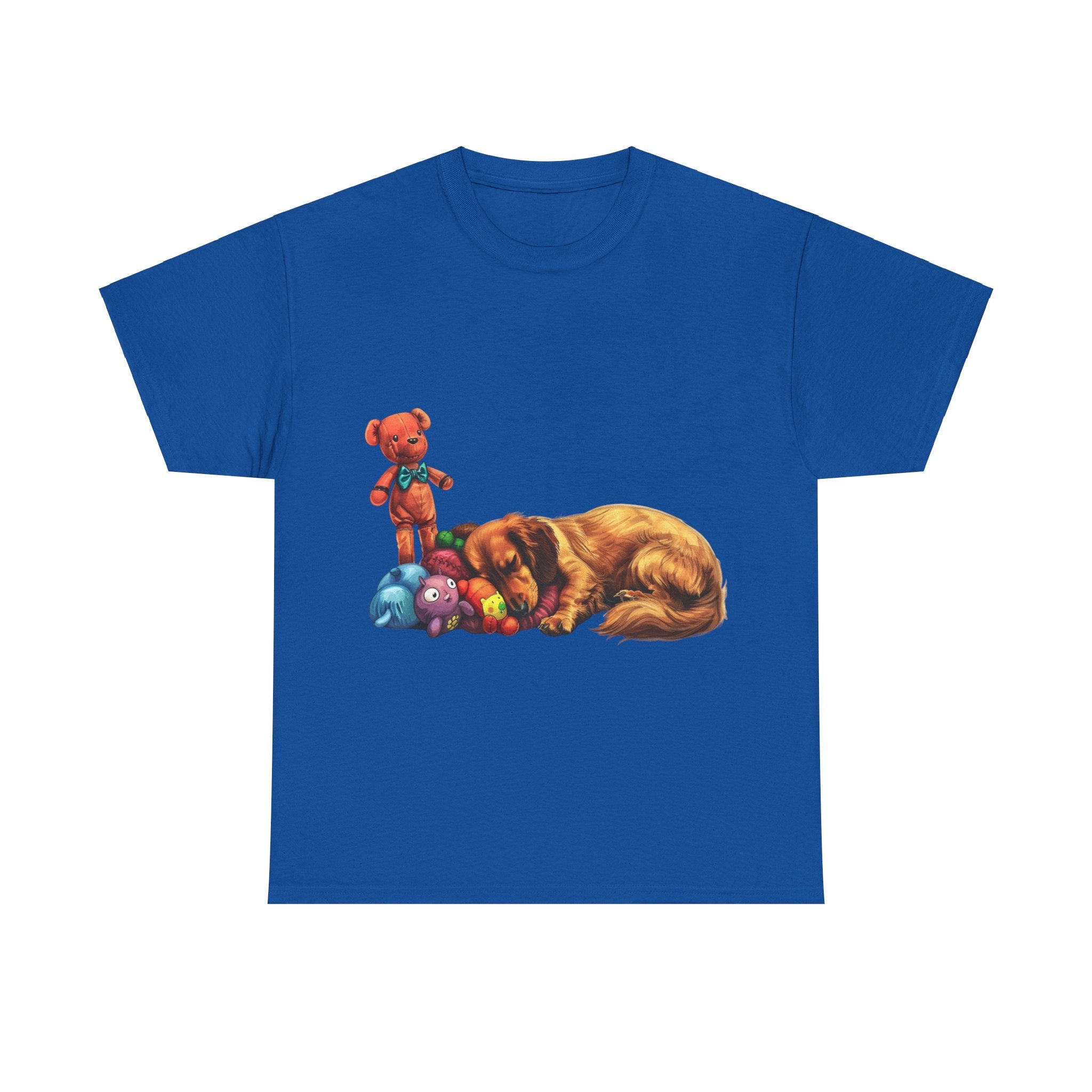 Printify T-Shirt Royal / S Cozy Sleeping Dachshund with Toys – Adorable Design for Pet Lovers