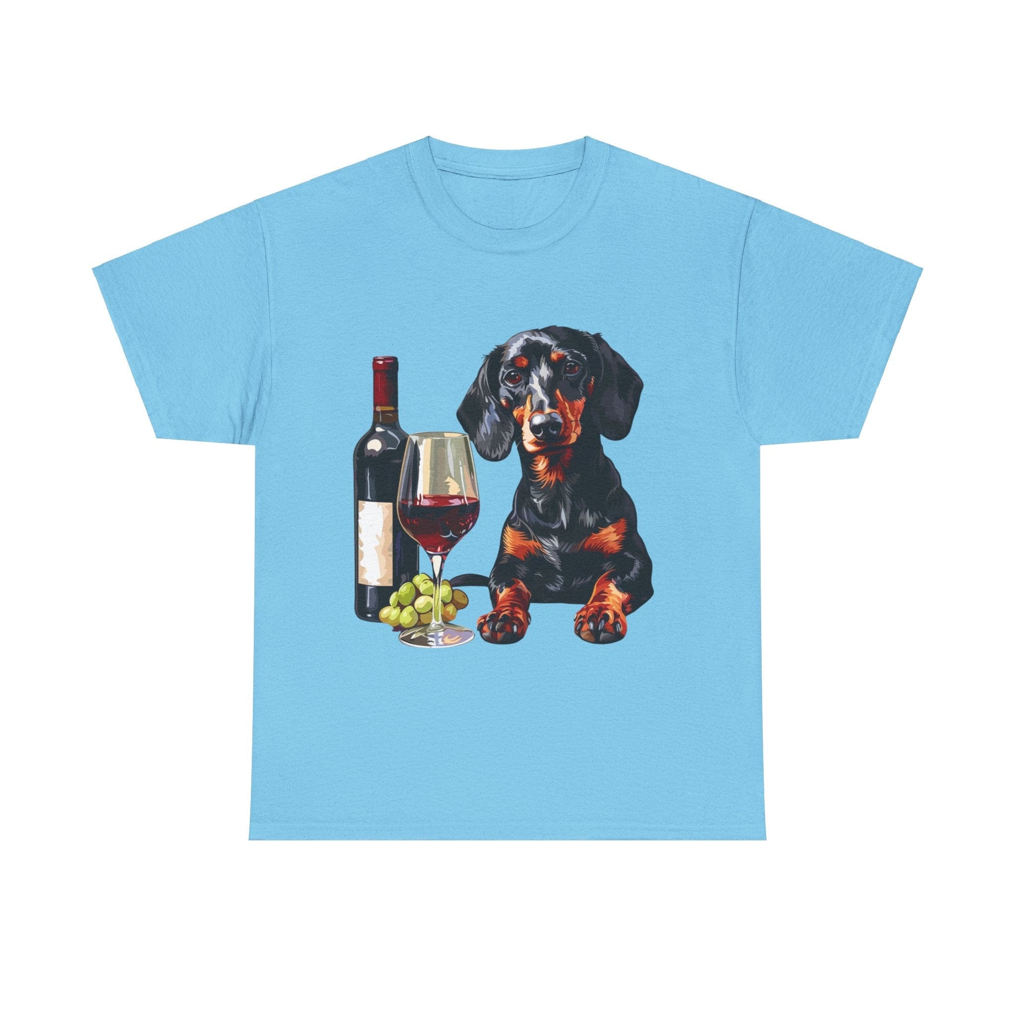 Printify T-Shirt Sky / L Dachshund Wine Lover Unisex Cotton Tee