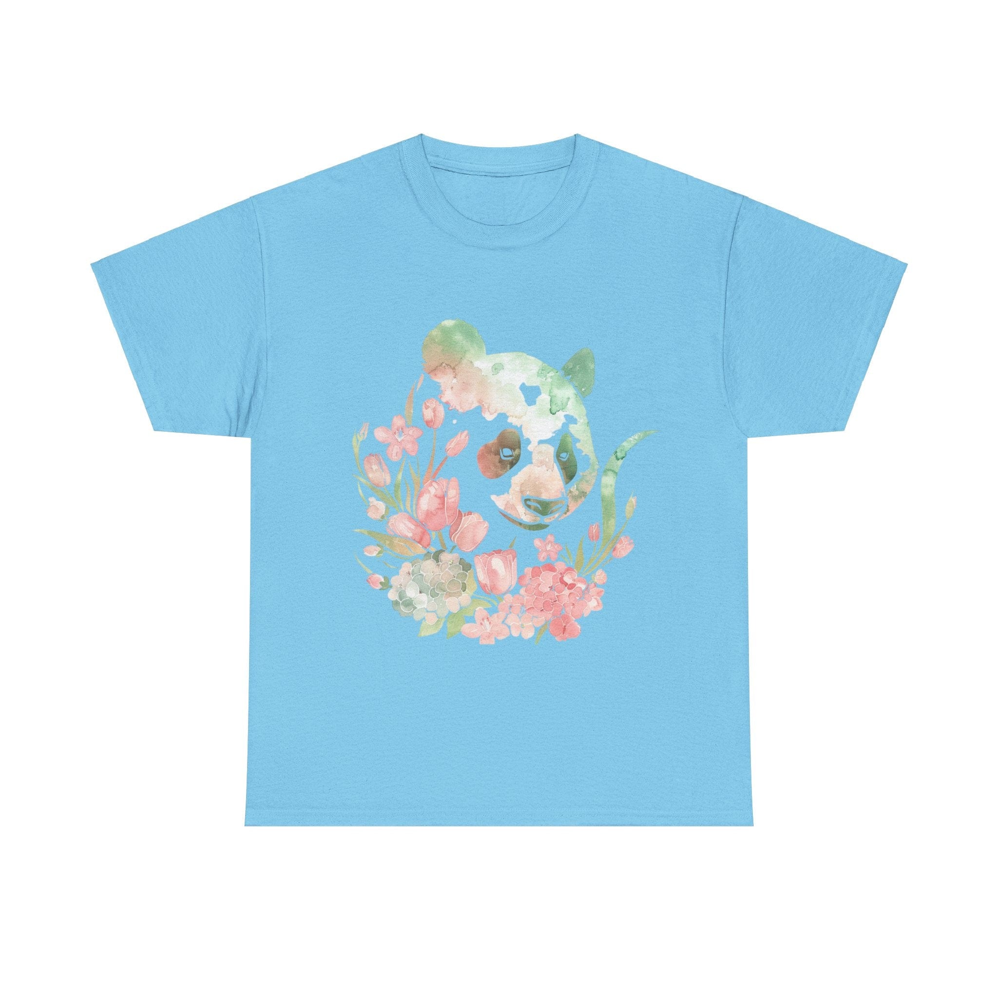 Printify T-Shirt Sky / L Floral Panda Unisex Heavy Cotton Tee