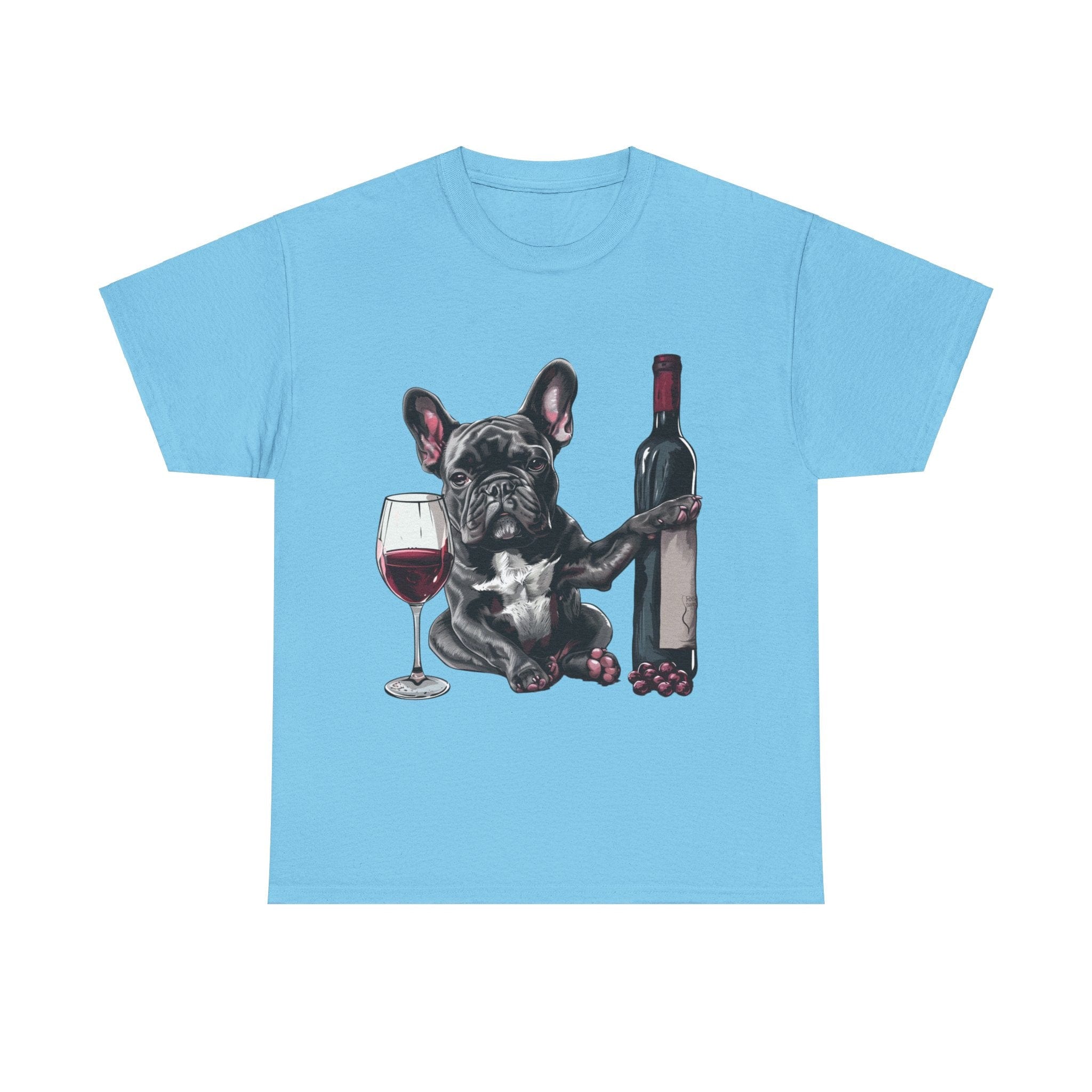 Printify T-Shirt Sky / L French Bulldog with Wine and Raspberries – Unisex Graphic Tee