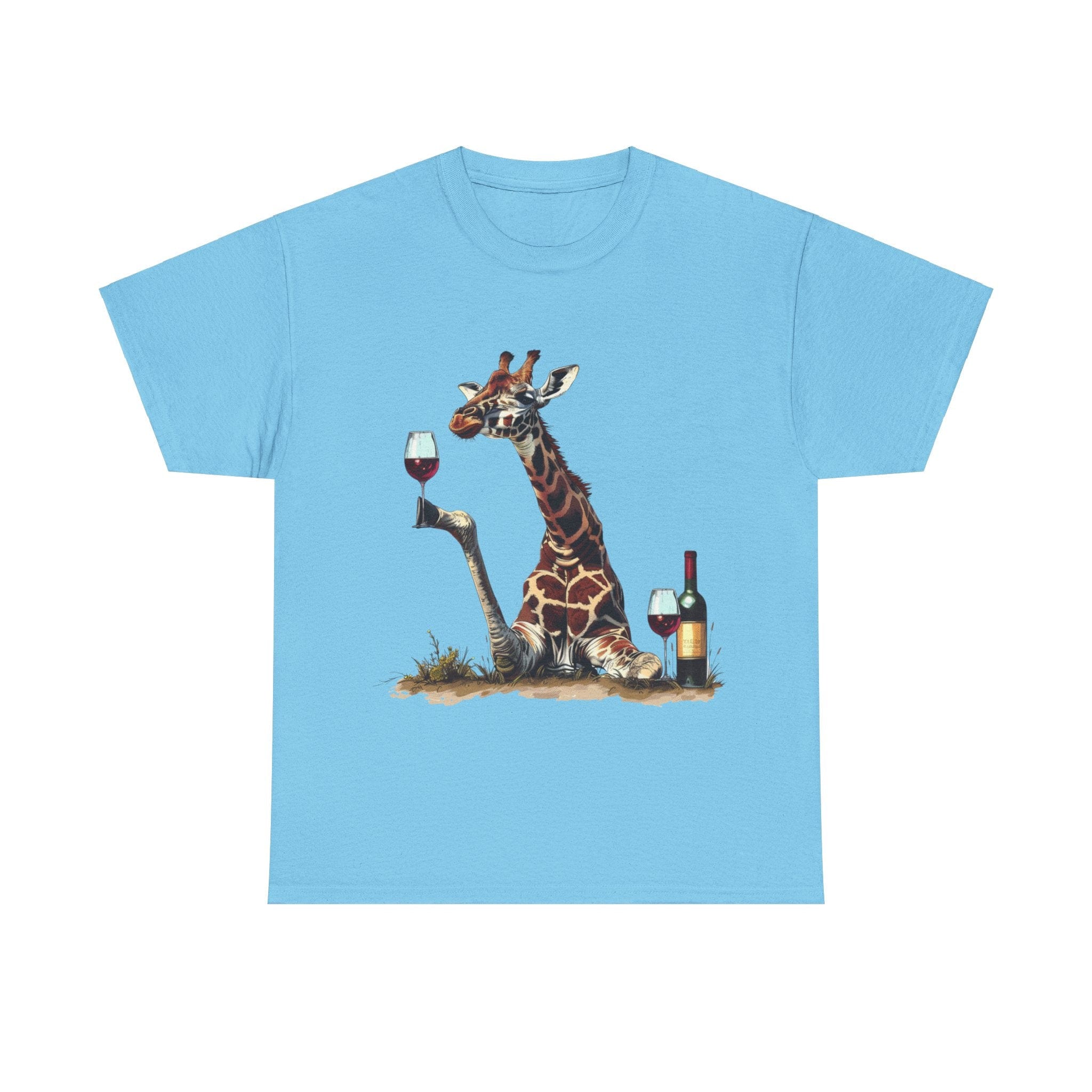 Printify T-Shirt Sky / L Giraffe Wine Connoisseur Unisex Cotton Tee