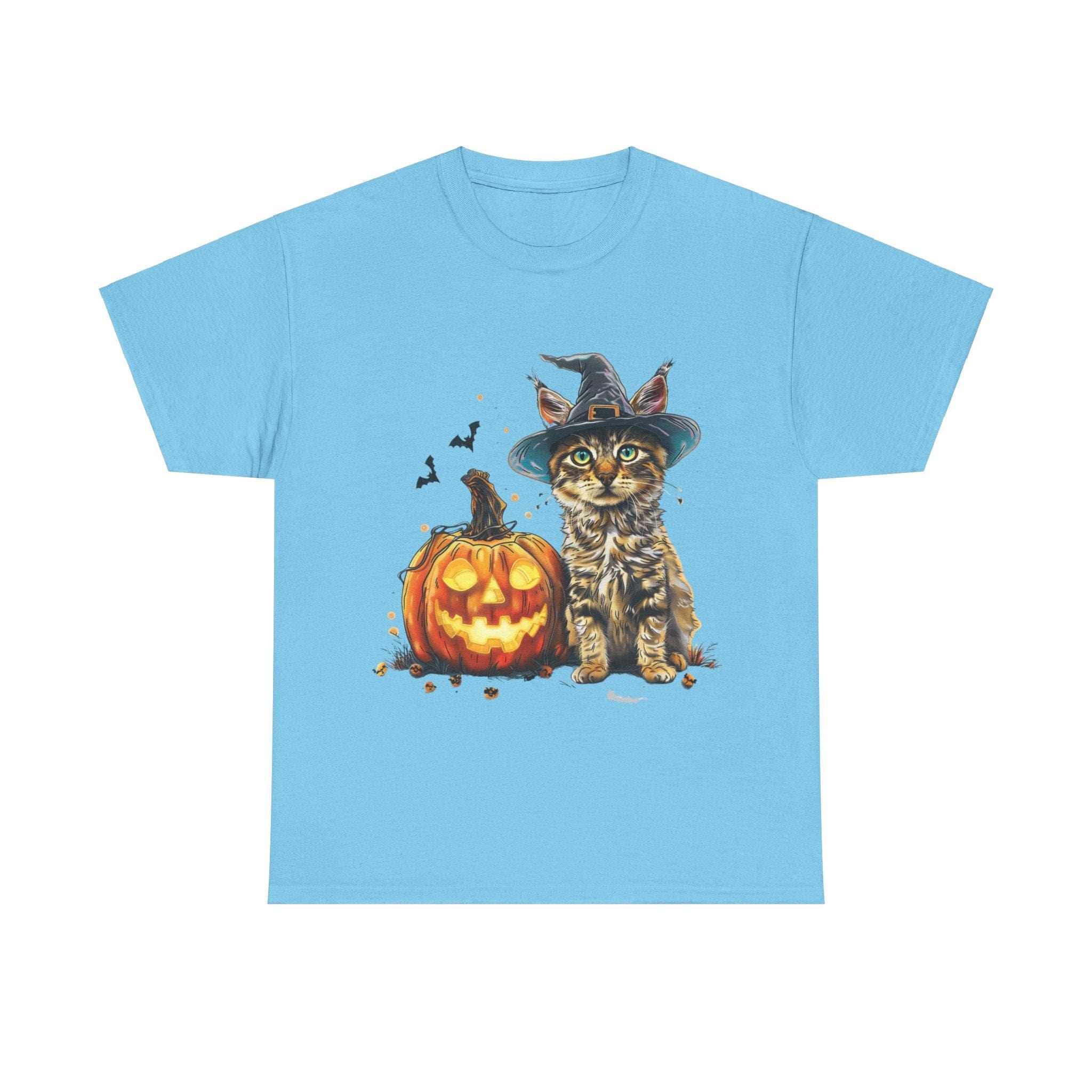 Printify T-Shirt Sky / L Halloween Golden Retriever in Witch Hat Tee – Unisex Cotton Shirt