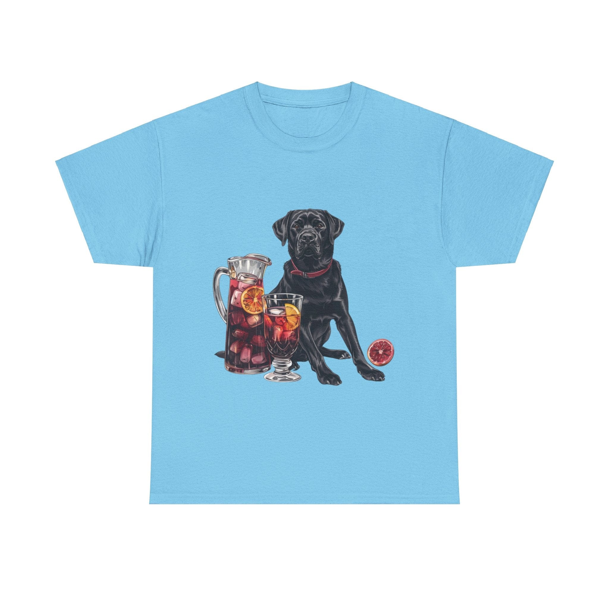 Printify T-Shirt Sky / M Black Labrador & Sangria – A Classy Blend of Elegance and Flavor