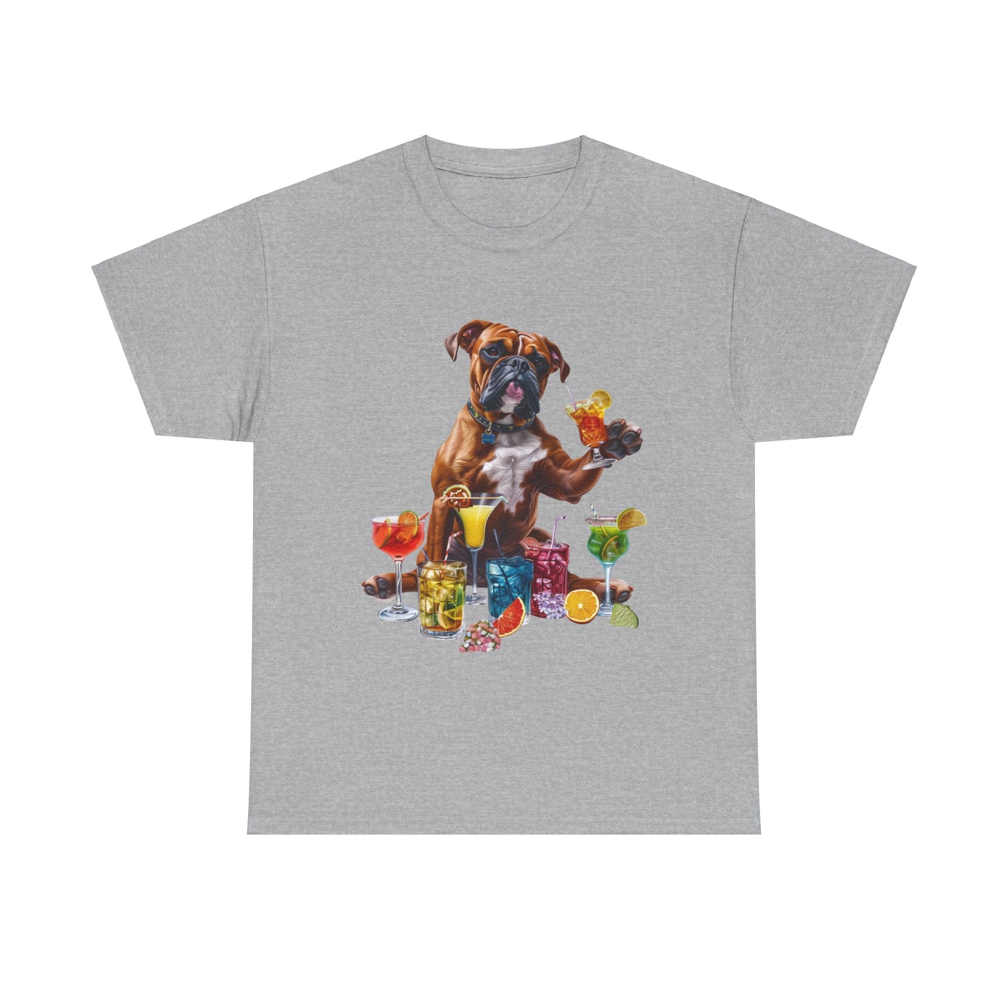 Printify T-Shirt Sport Grey / S Boxer Dog Cocktail Design with Vibrant Drinks – Fun and Playful for Dog Lovers