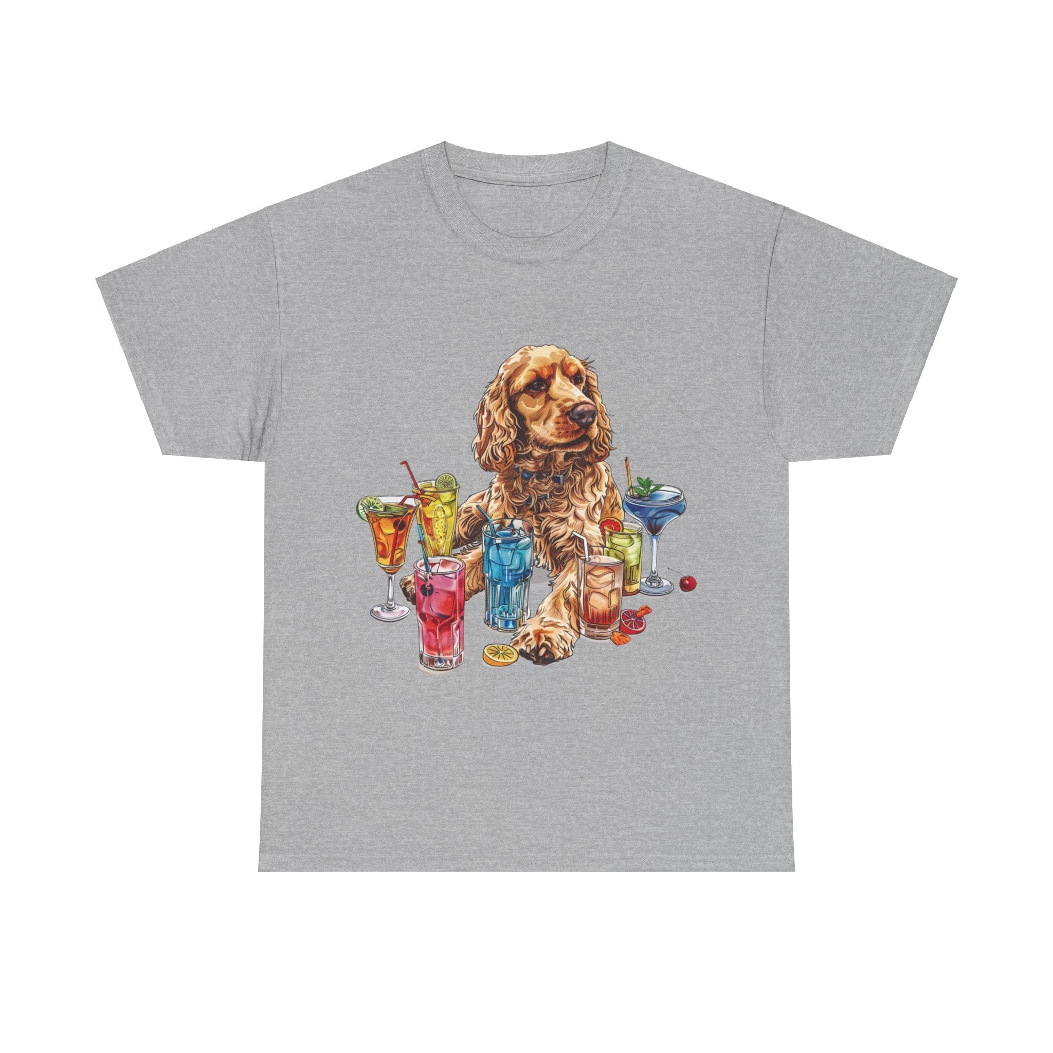 Printify T-Shirt Sport Grey / S Charming Cocker Spaniel with Refreshing Cocktails – A Splash of Fun