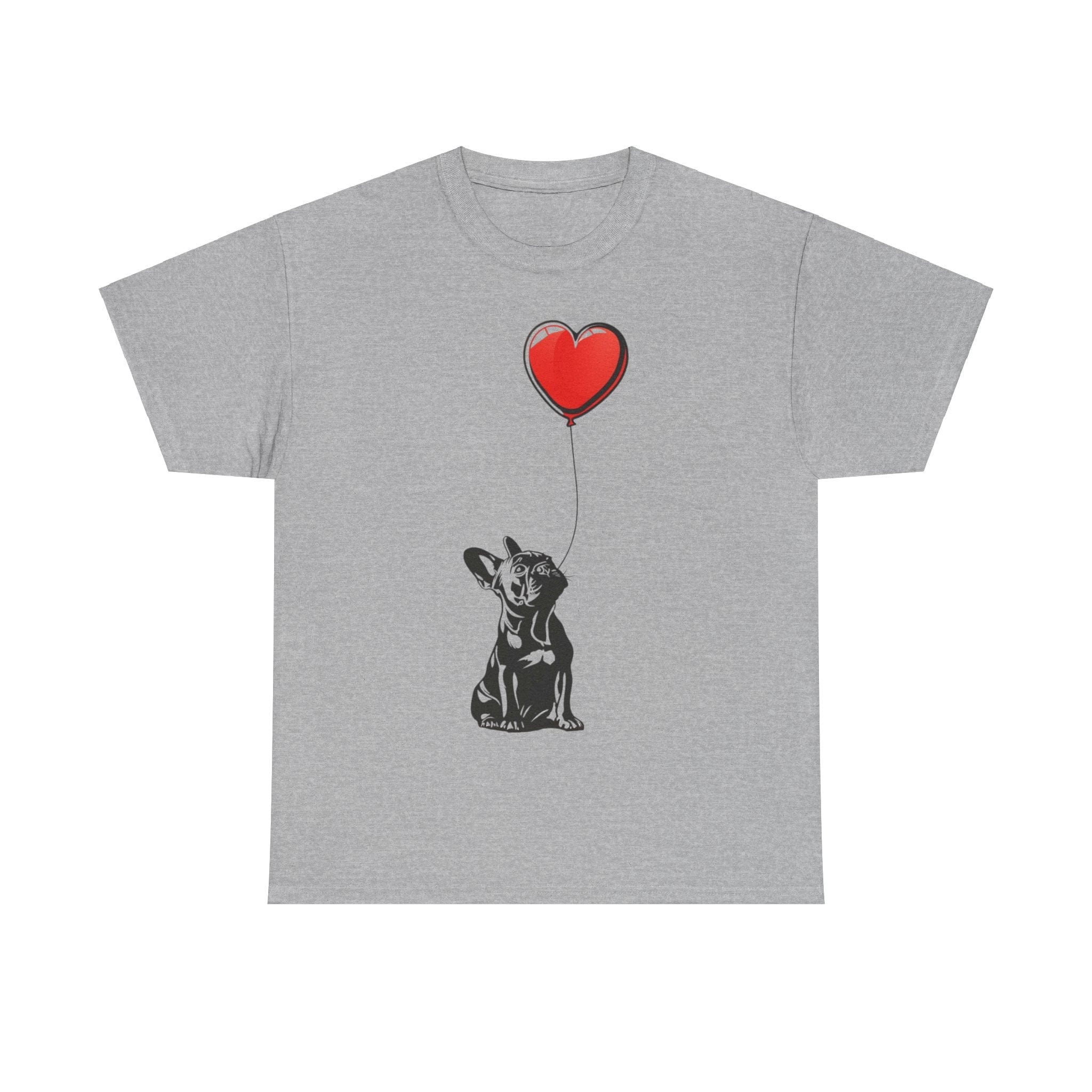 Printify T-Shirt Sport Grey / S French Bulldog Love Balloon Tee – Sweet Dog Lover's Apparel with Heart Balloon Graphic