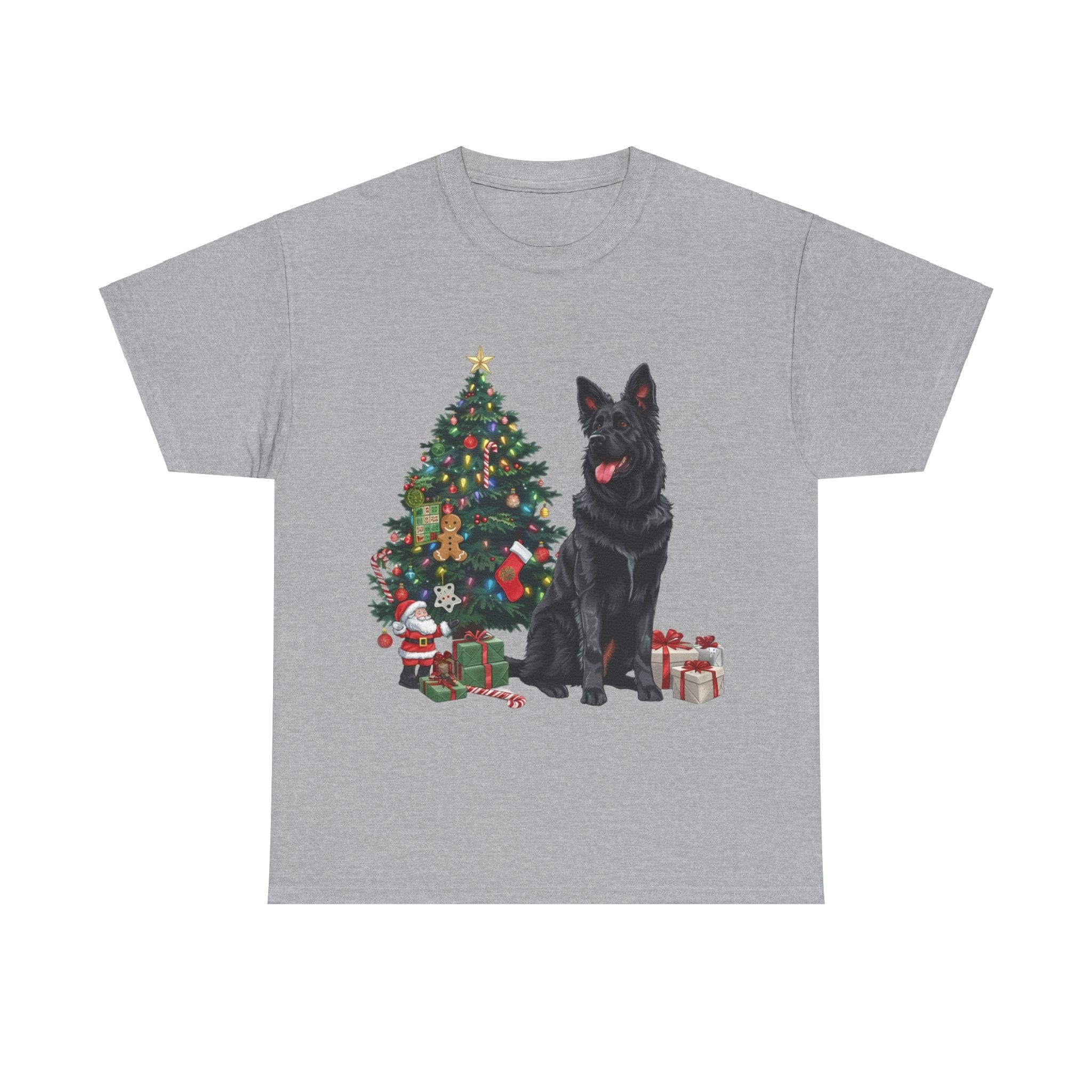 Printify T-Shirt Sport Grey / S German Shepherd Christmas Tree with Gifts – Festive Holiday Dog Art for Christmas Celebration