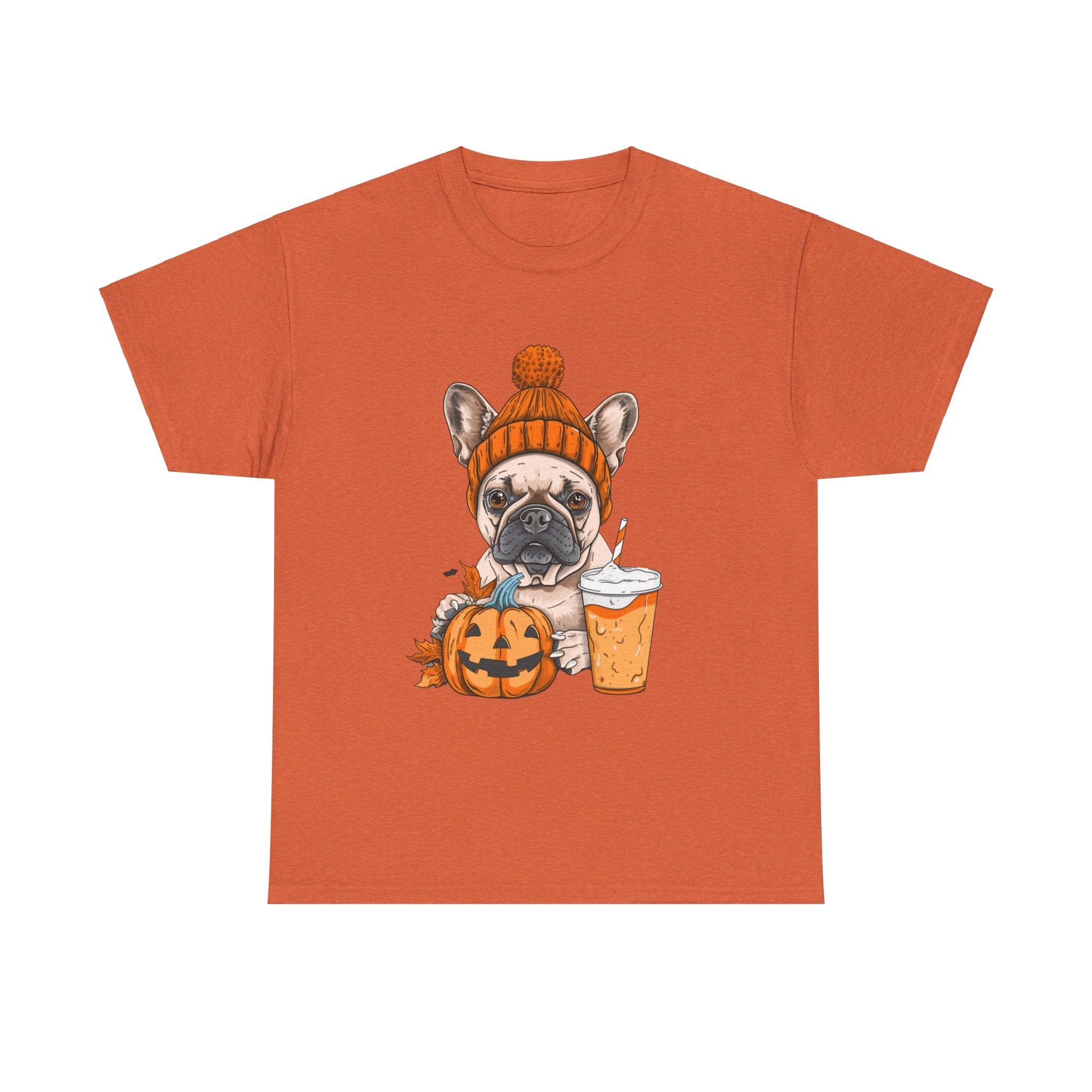 Printify T-Shirt Sunset / S Pumpkin Spice Pooch French Bulldog Unisex Heavy Cotton Tee