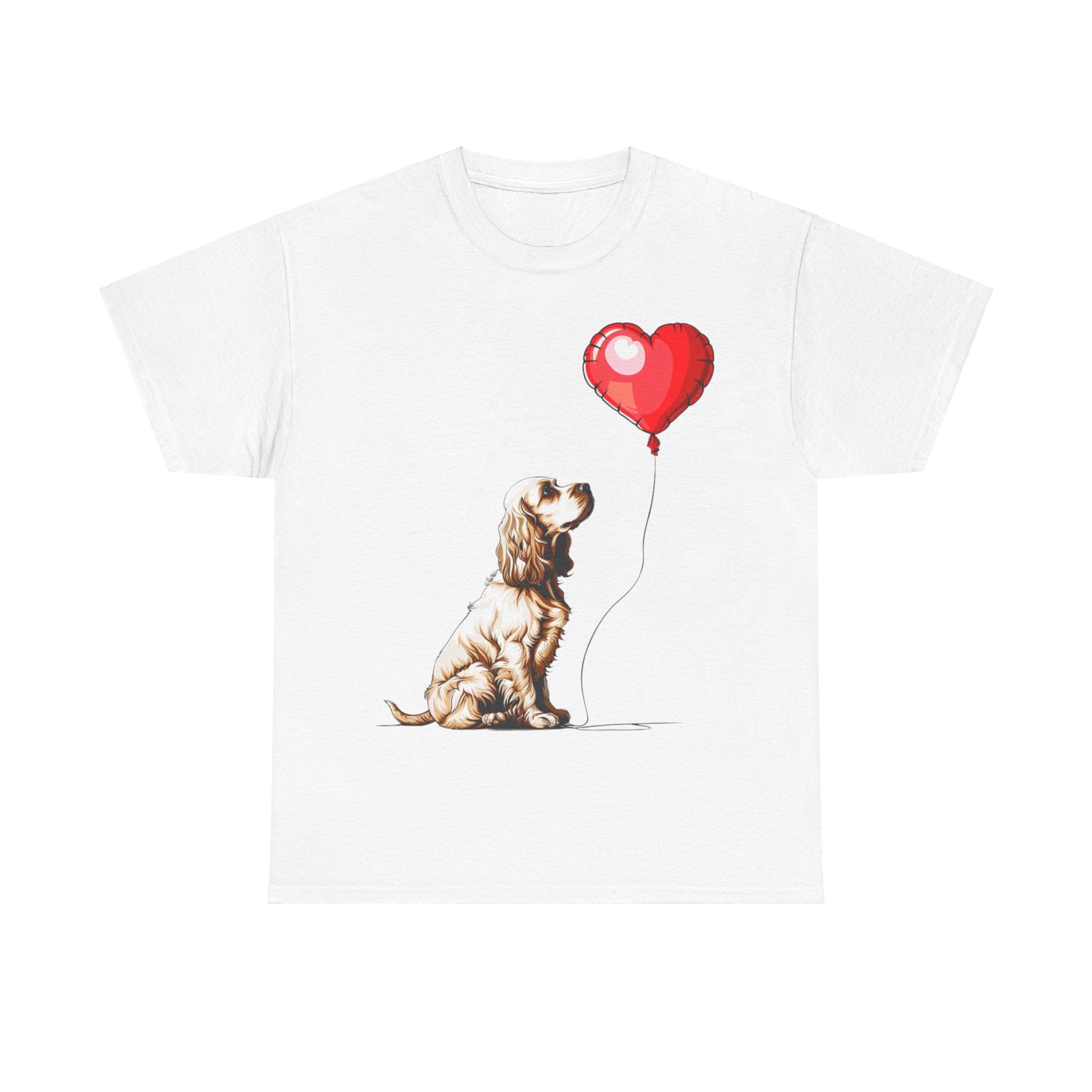 Printify T-Shirt White / S Cocker Spaniel Love Balloon T-Shirt – Adorable Dog Lover's Apparel with Heart Balloon Graphic