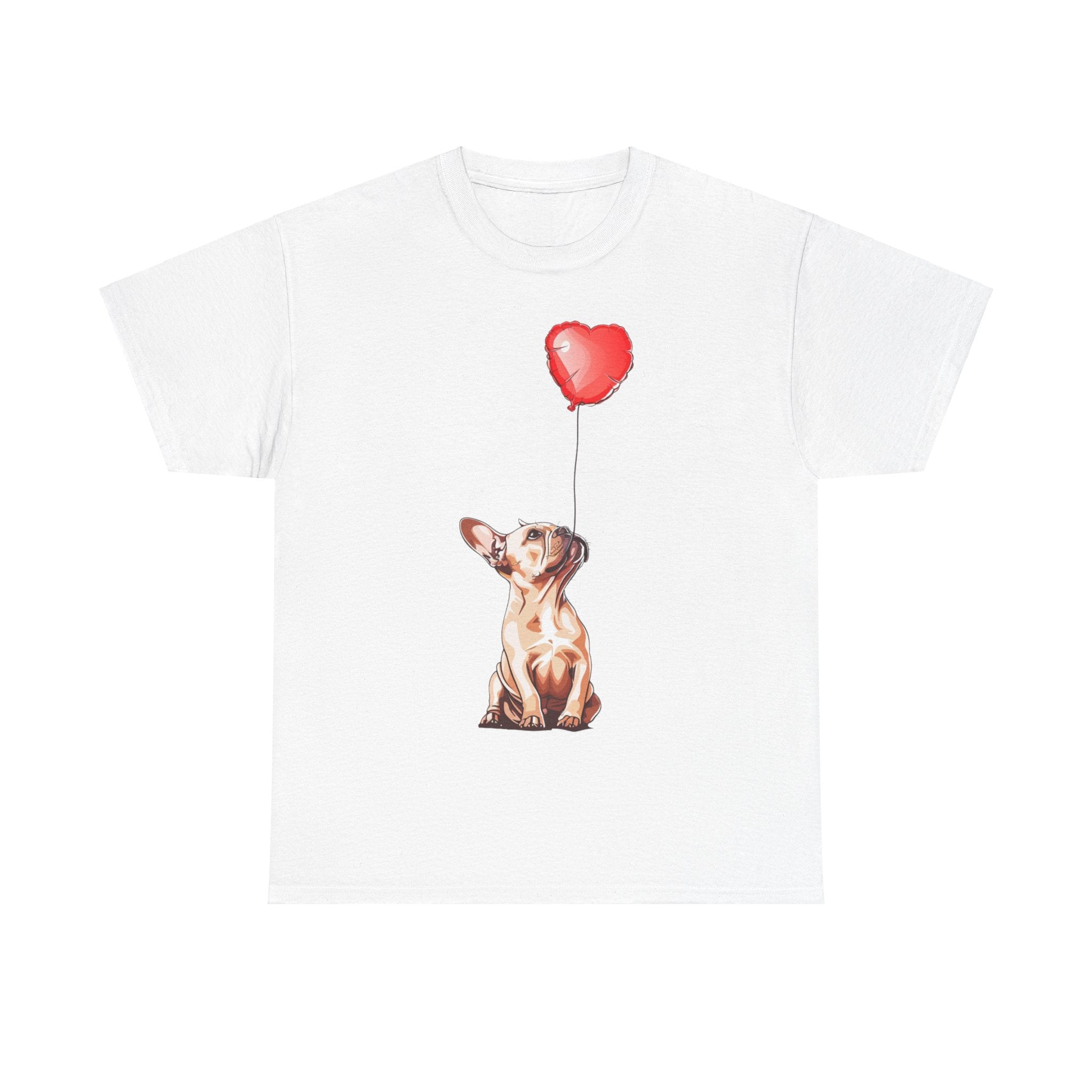 Printify T-Shirt White / S Copy of French Bulldog Love Balloon T-Shirt – Adorable Dog Lover's Apparel with Heart Balloon Art