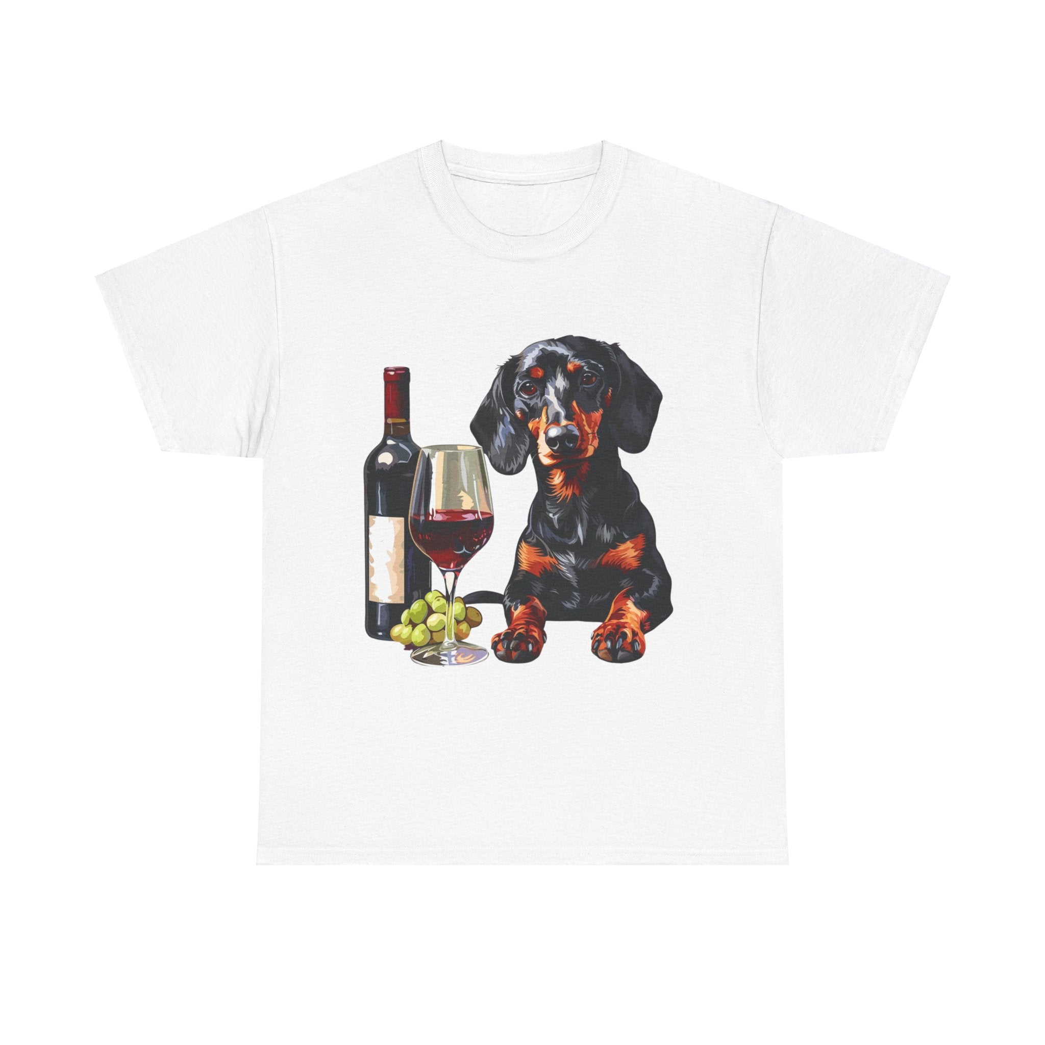 Printify T-Shirt White / S Dachshund Wine Lover Unisex Cotton Tee