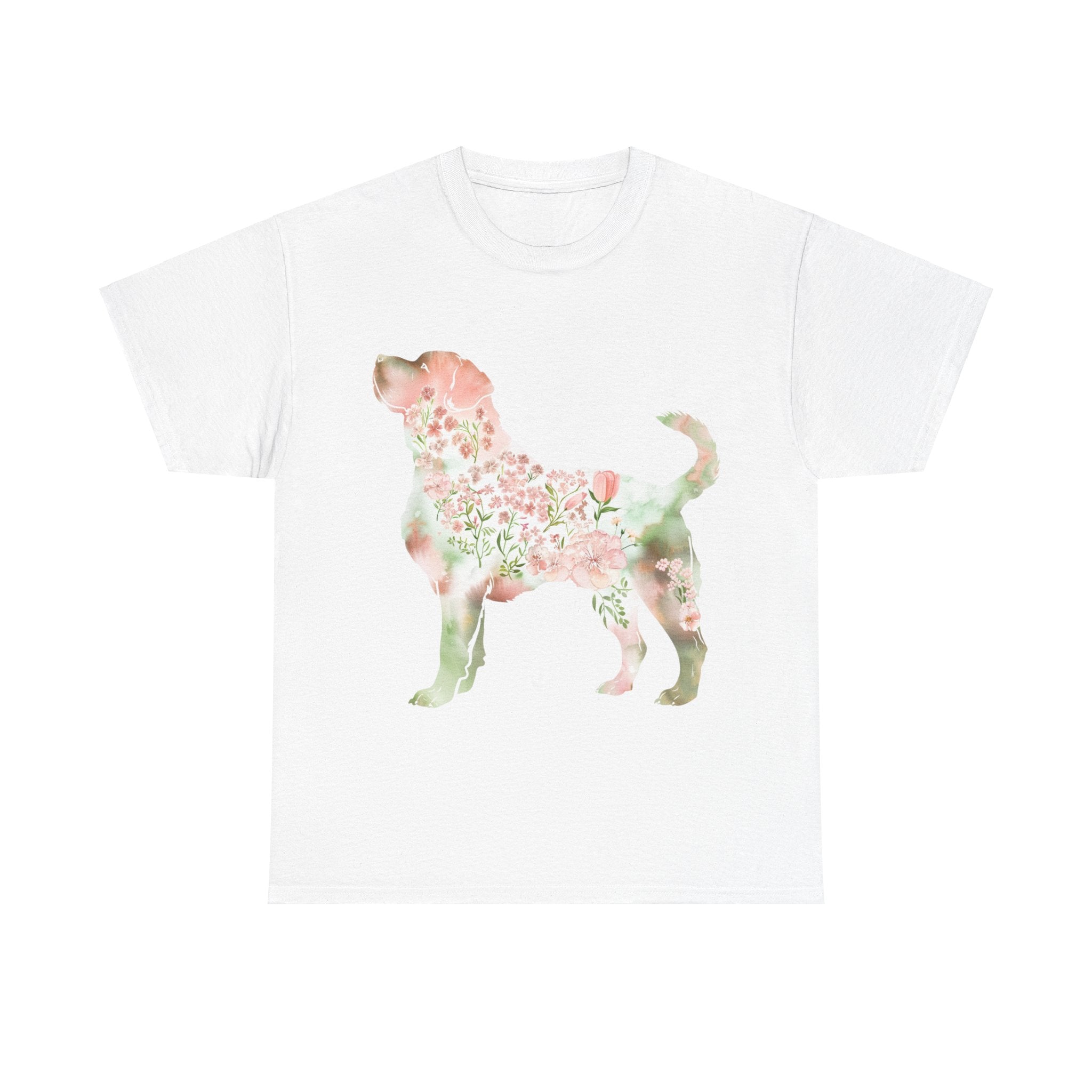 Printify T-Shirt White / S Floral Labrador Retriever Unisex Cotton Tee