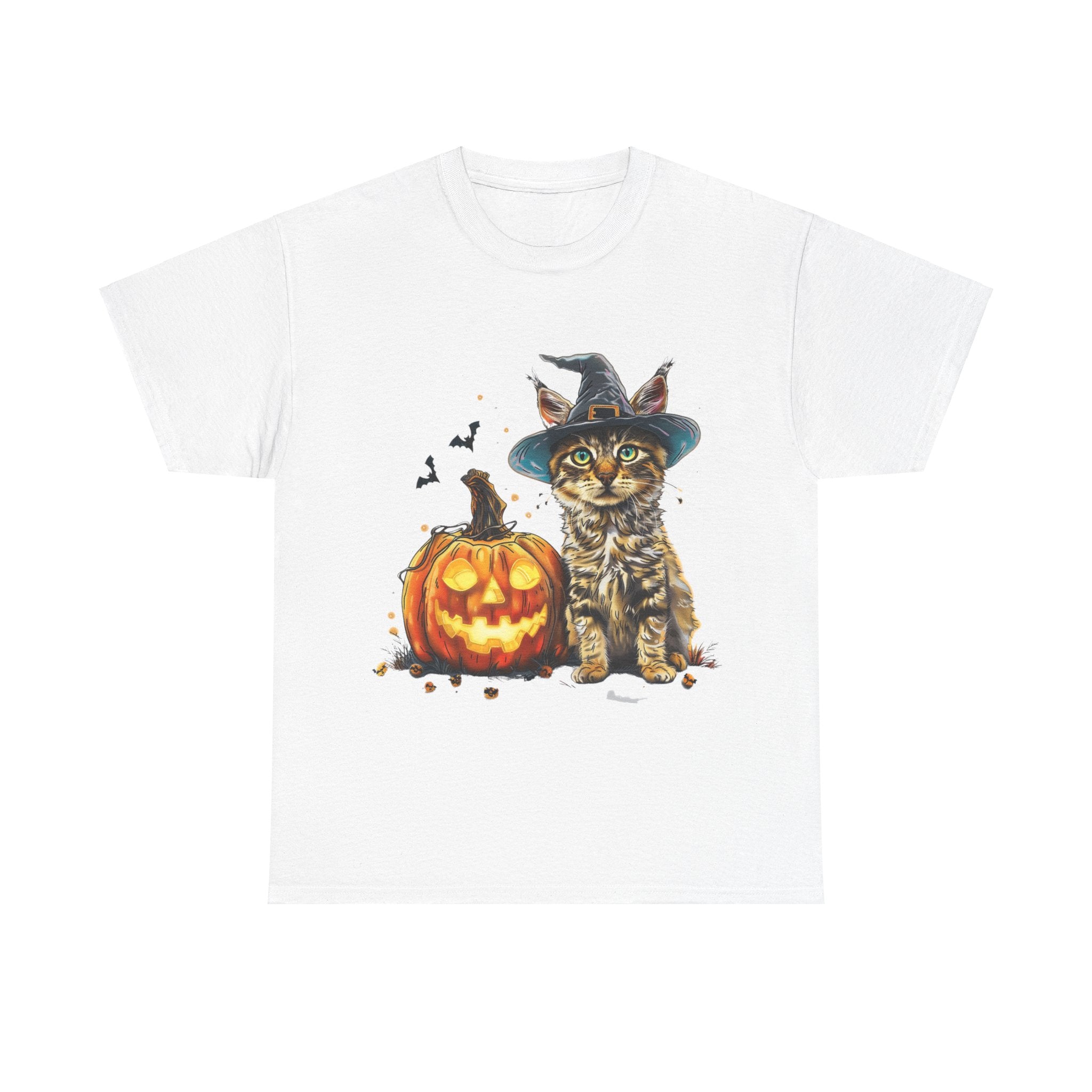 Printify T-Shirt White / S Halloween Golden Retriever in Witch Hat Tee – Unisex Cotton Shirt