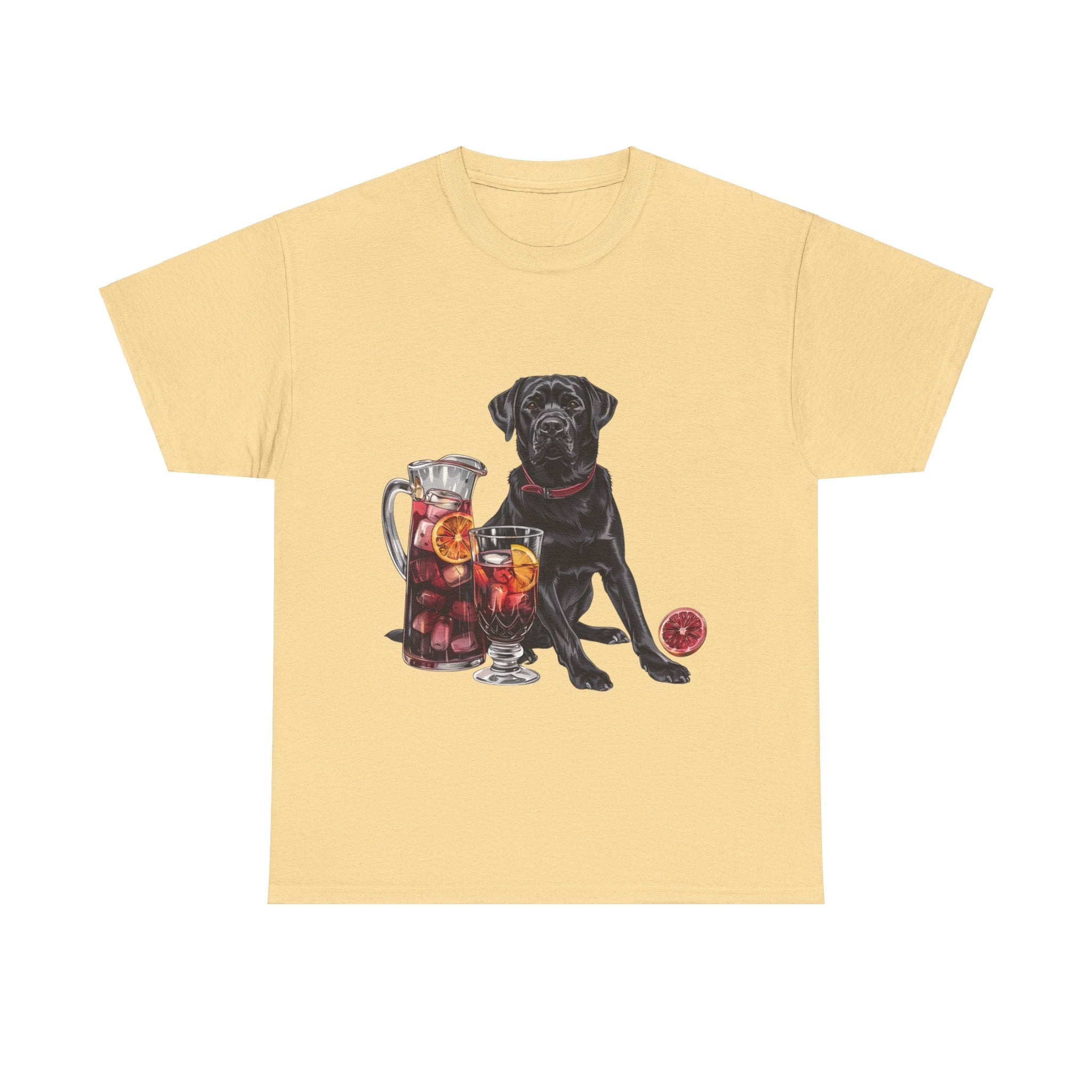 Printify T-Shirt Yellow Haze / S Black Labrador & Sangria – A Classy Blend of Elegance and Flavor